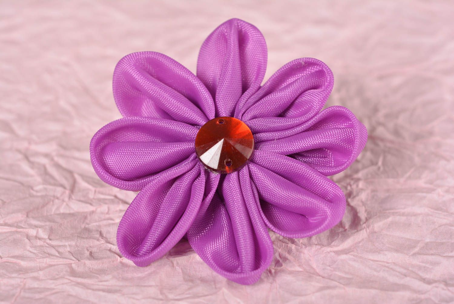 Élastique cheveux fait main Accessoire cheveux fleur violette Cadeau femme photo 1