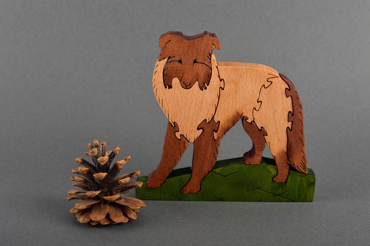 Rompecabezas de madera perro hecho a mano juguete infantil regalo original  foto 1