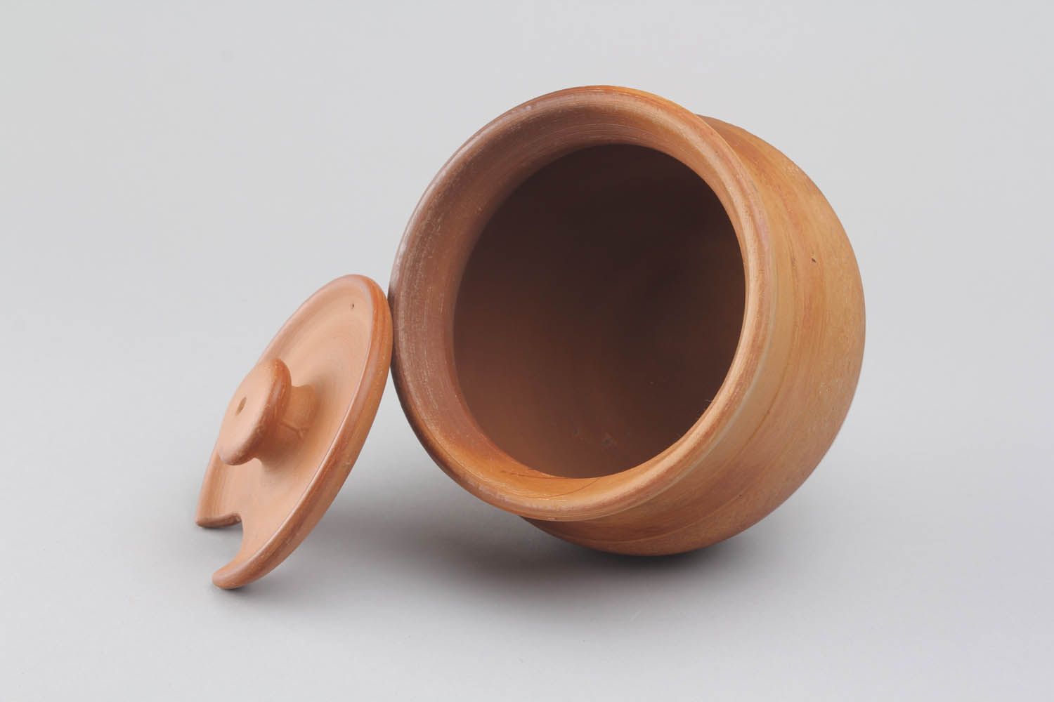 Pote de argila feito à mão com tampa louça de cerâmica decorativa artesanal foto 4