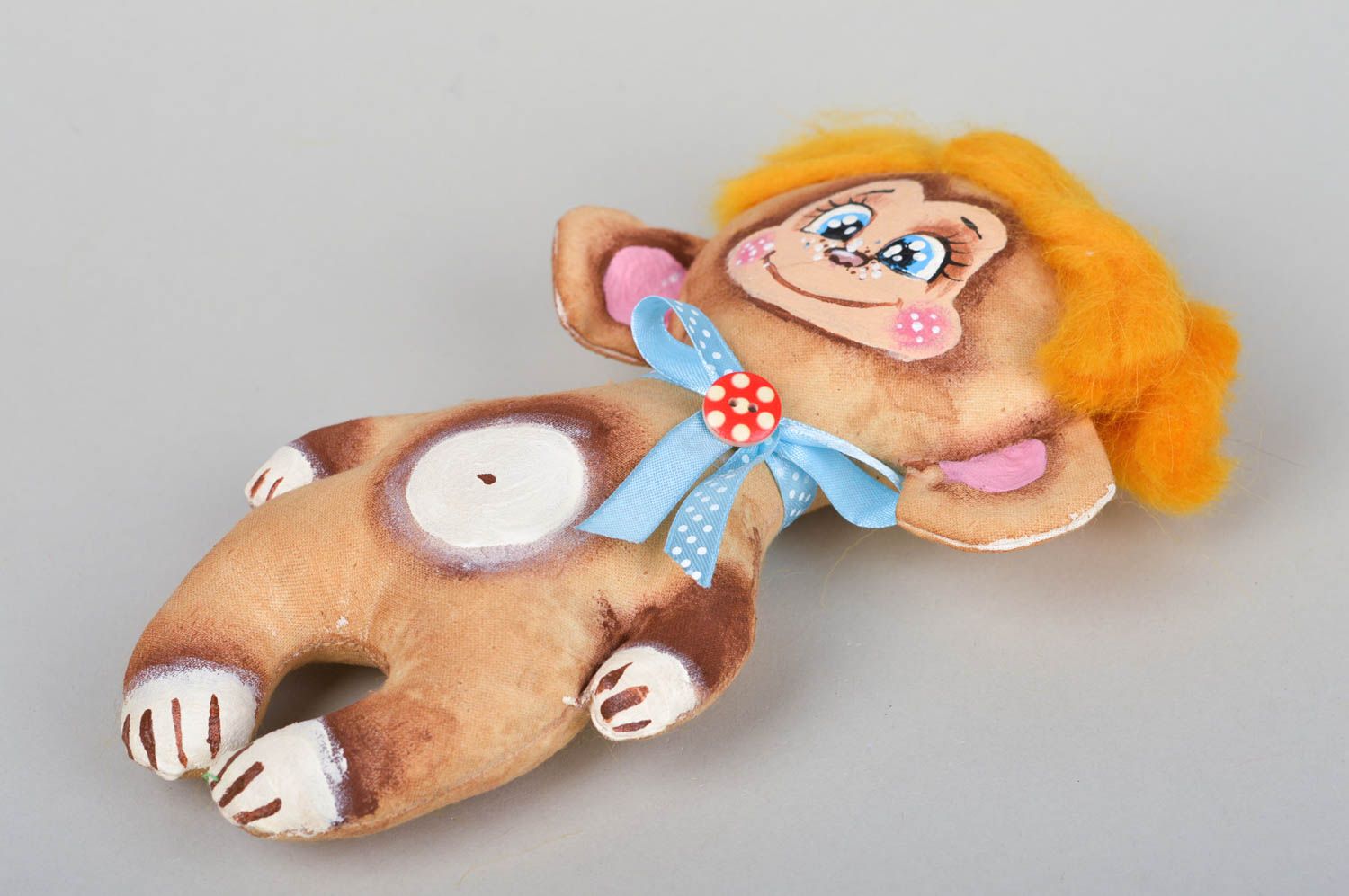 Handmade stylish monkey toy unusual cute soft toy textile decorative toy photo 2