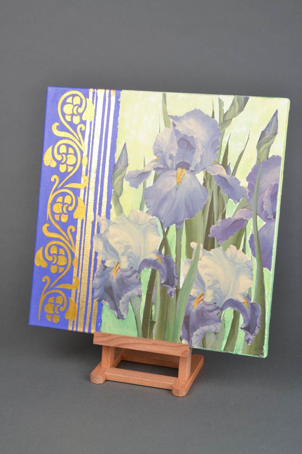 Panel de pared original en técnica de decoupage Irises foto 1