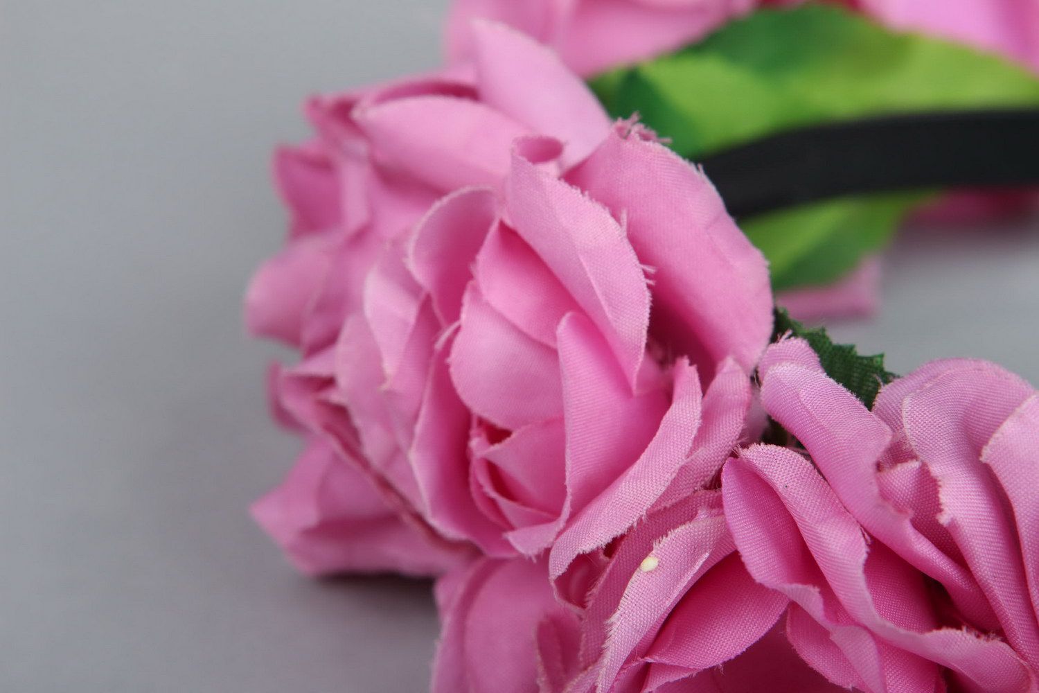 Couronne en tissu Roses lilas fait main photo 2