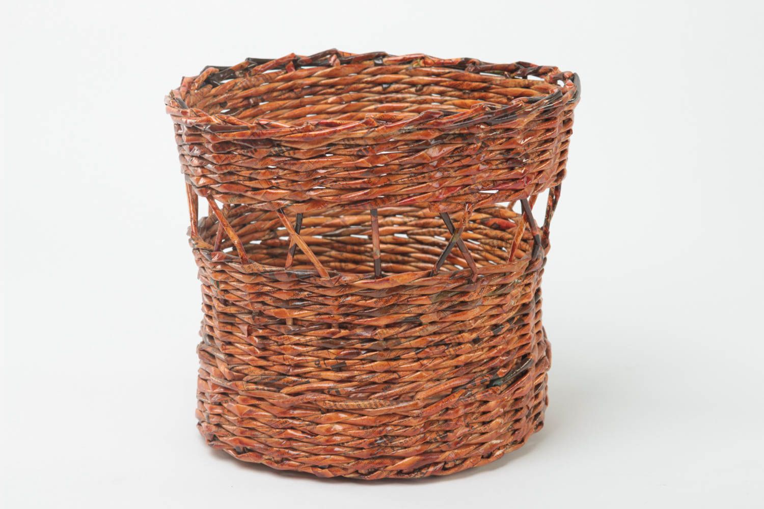 Handmade paper tubes basket designer wicker box unique handmade home basket photo 2