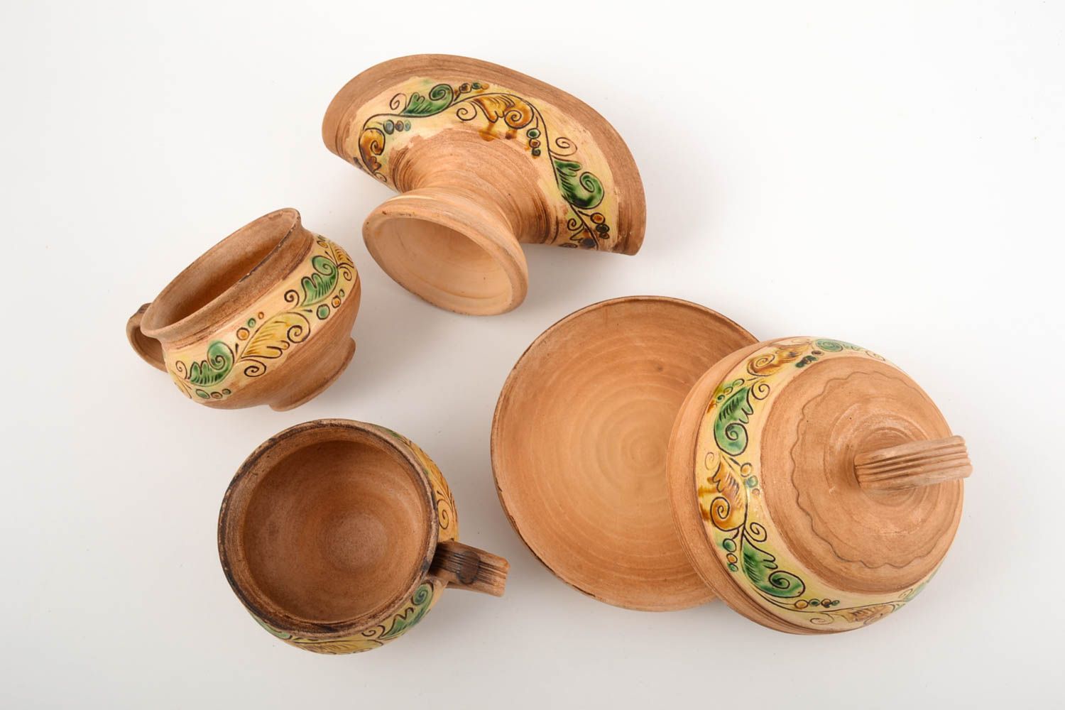 Keramik Tassen Geschirr Set handmade Servietten Halter Keramik Butterdose bemalt foto 5