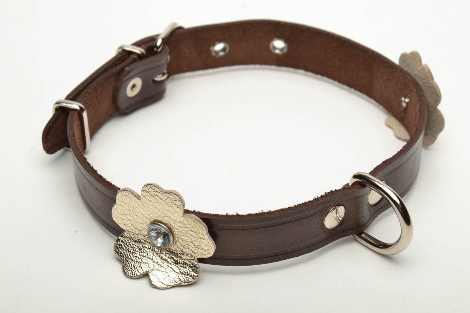 Beautiful brown collar for small dog photo 4