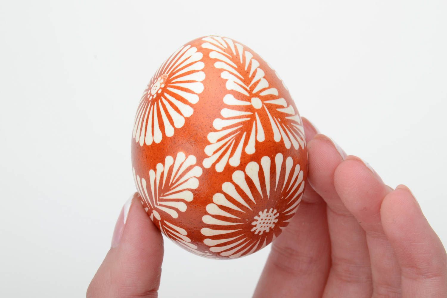 Handmade traditional Easter egg painted with ornaments in Lemkiv style home decor photo 5