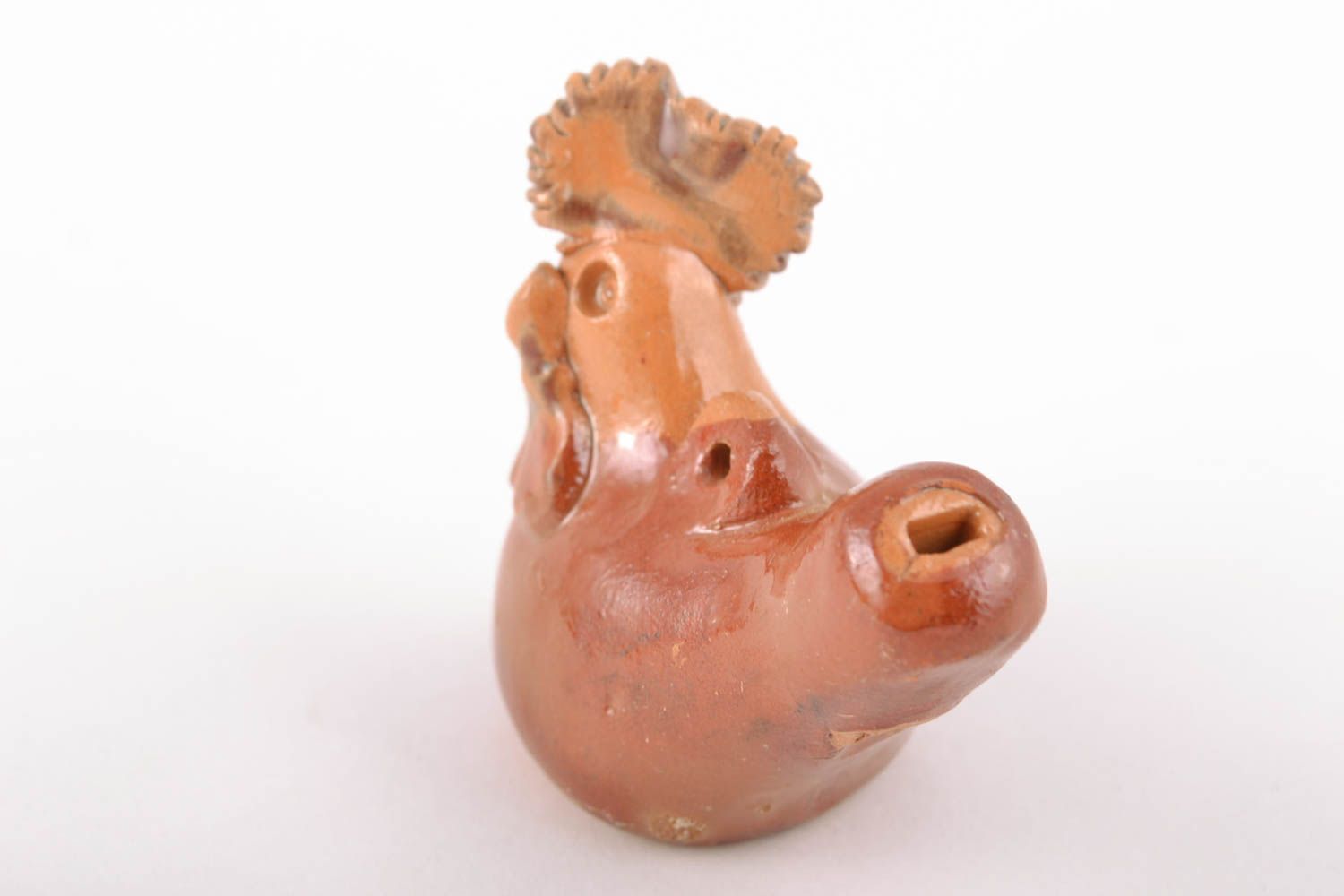 Handmade glazed clay penny whistle Cock photo 4