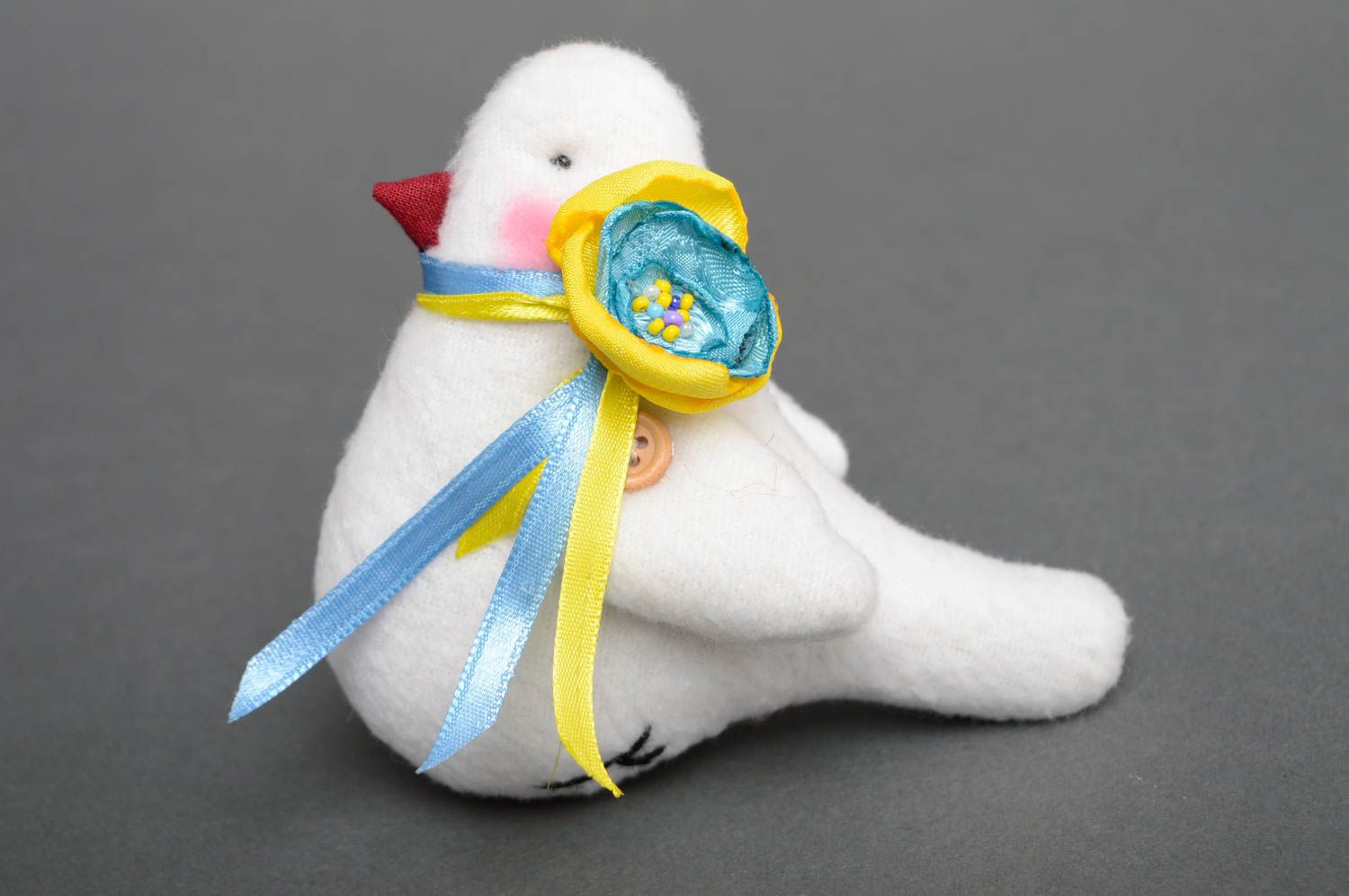 Jouet décoratif à suspendre en tissu polaire petit Oiseau blanc fait main  photo 1