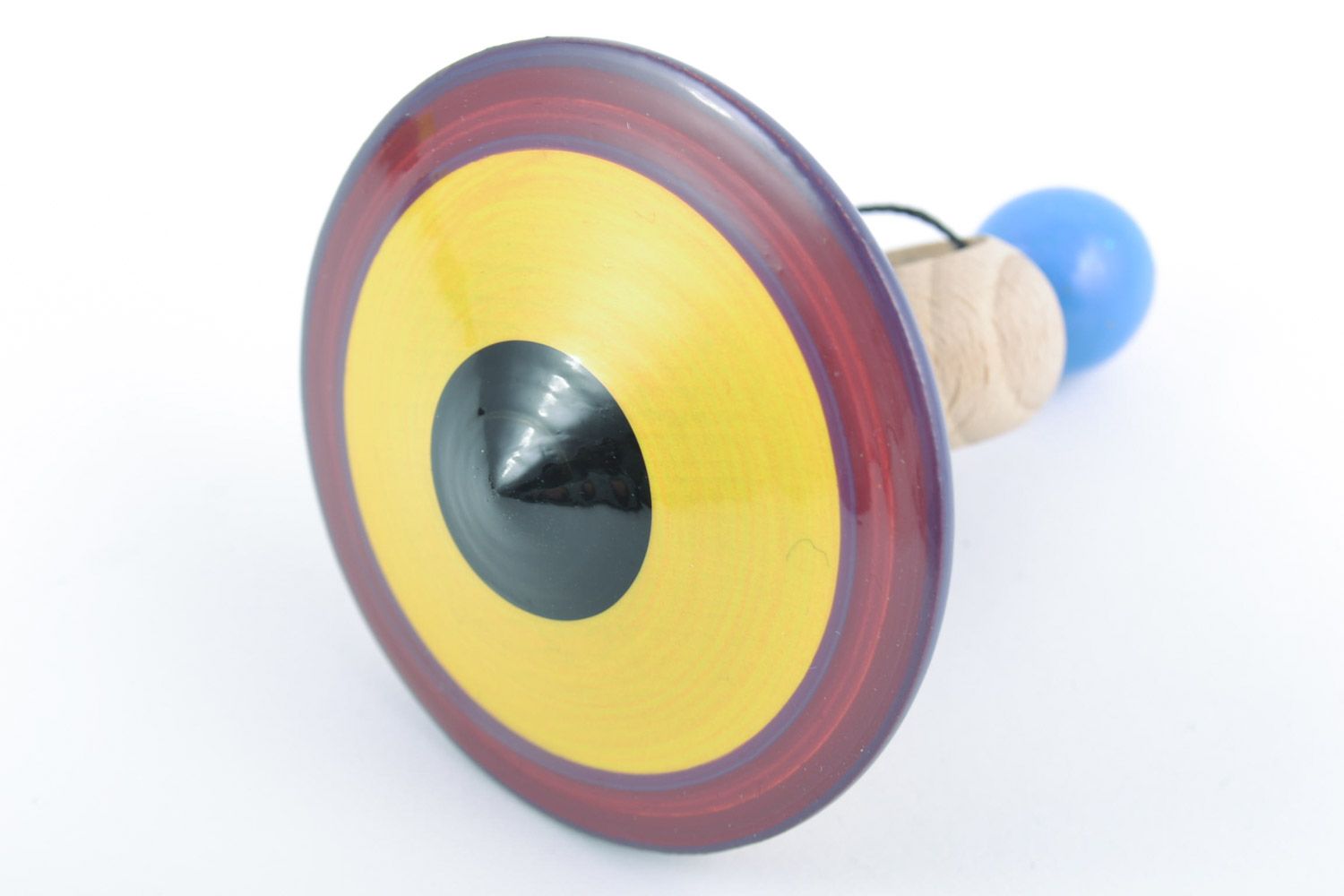 Handmade wooden eco-friendly painted spinning top made of beech wood present for children photo 3