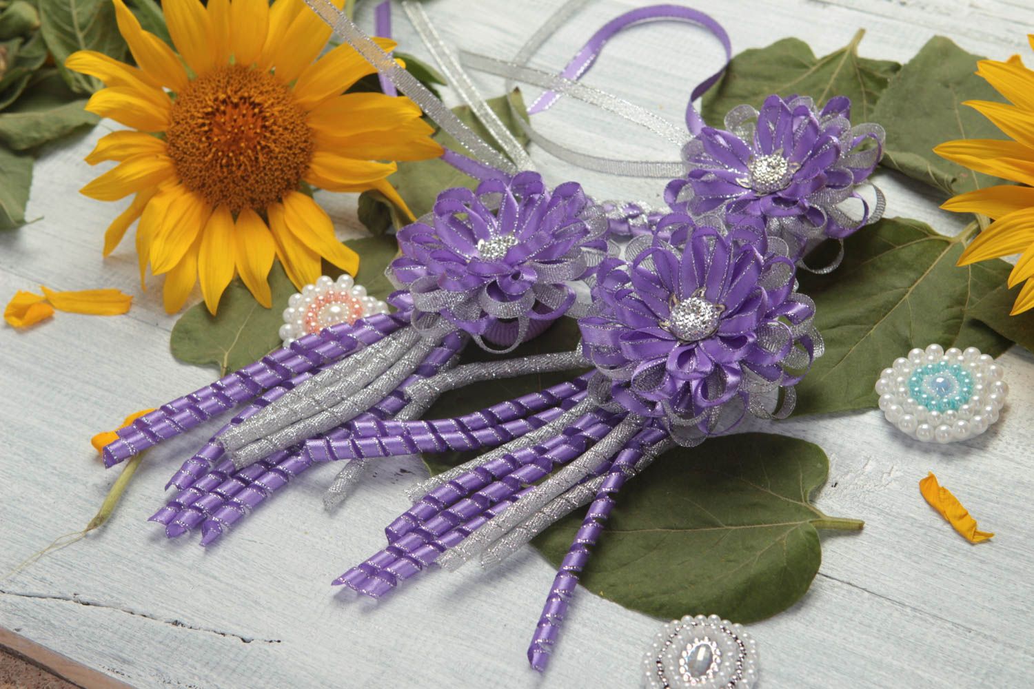 Handmade hair accessories flower bracelet flower hair ties kanzashi flowers photo 1