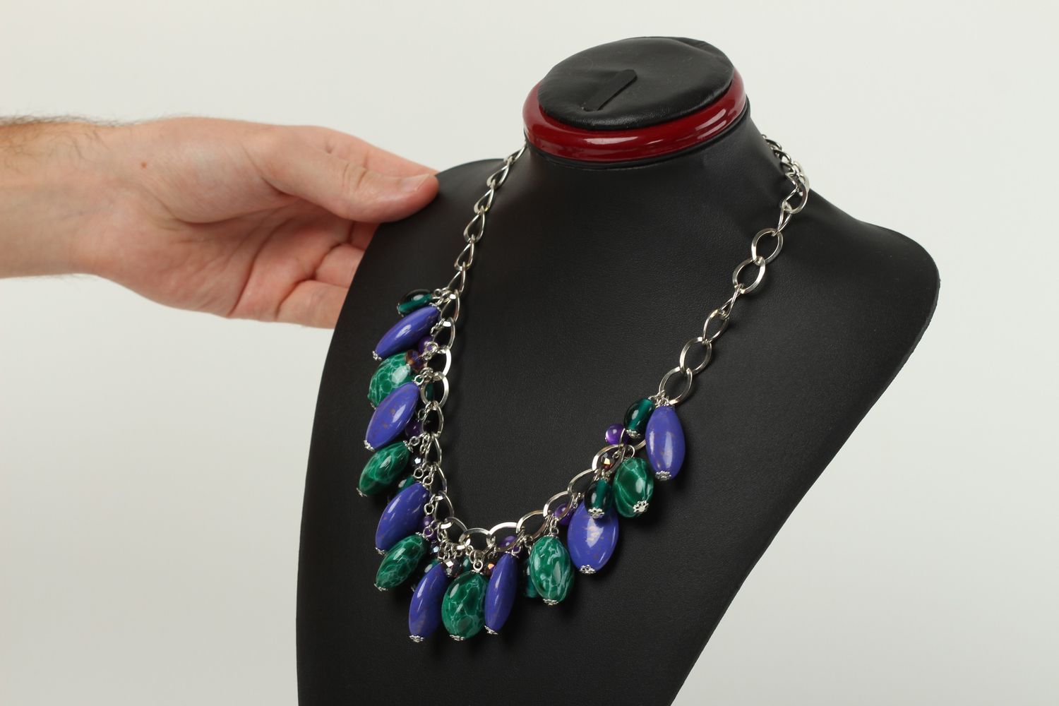 Handgemachte Collier Kette Perlen Schmuck Accessoire für Frauen elegant bunt foto 5