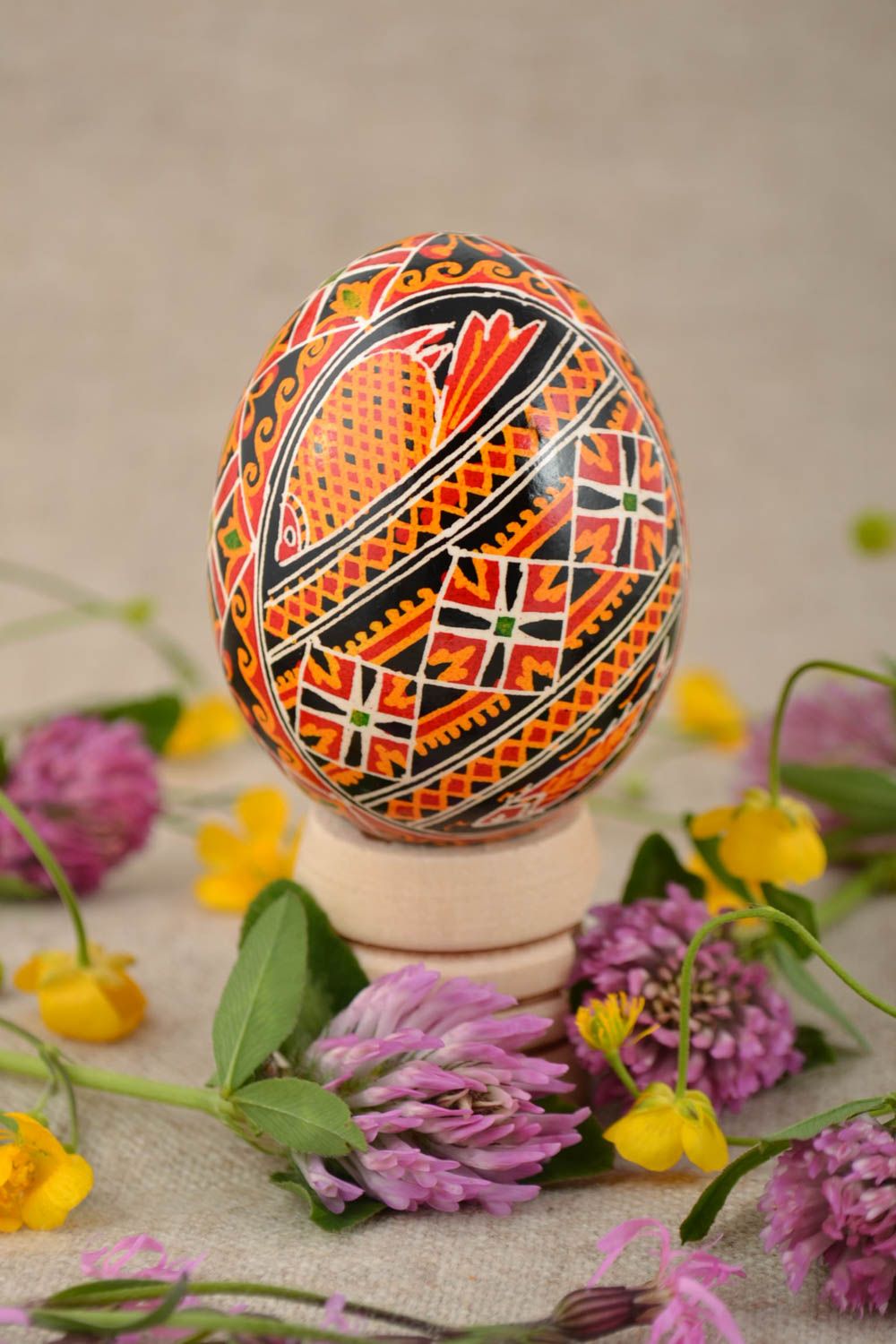 Beautiful festive handmade painted chicken egg Easter home decor photo 1