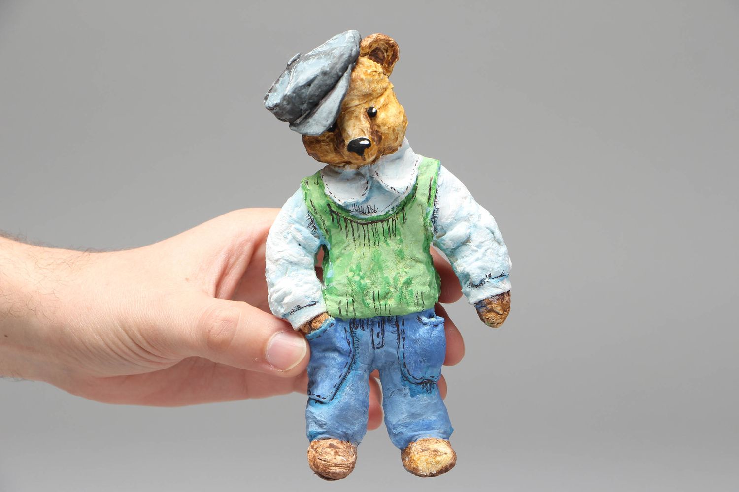 Papier mache toy statuette Bear photo 4