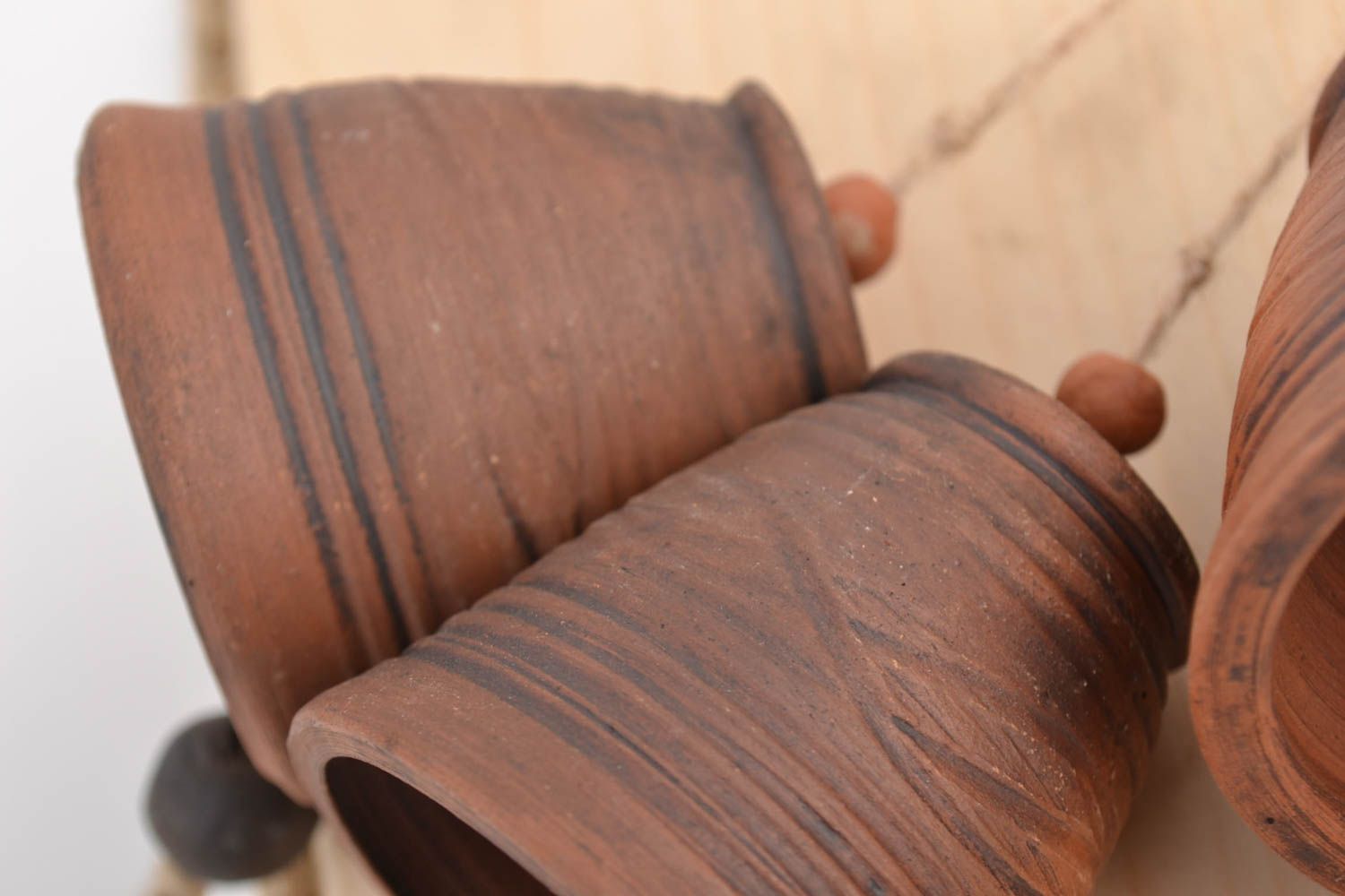 Beautiful handmade designer molded clay bells set for wall decor photo 4