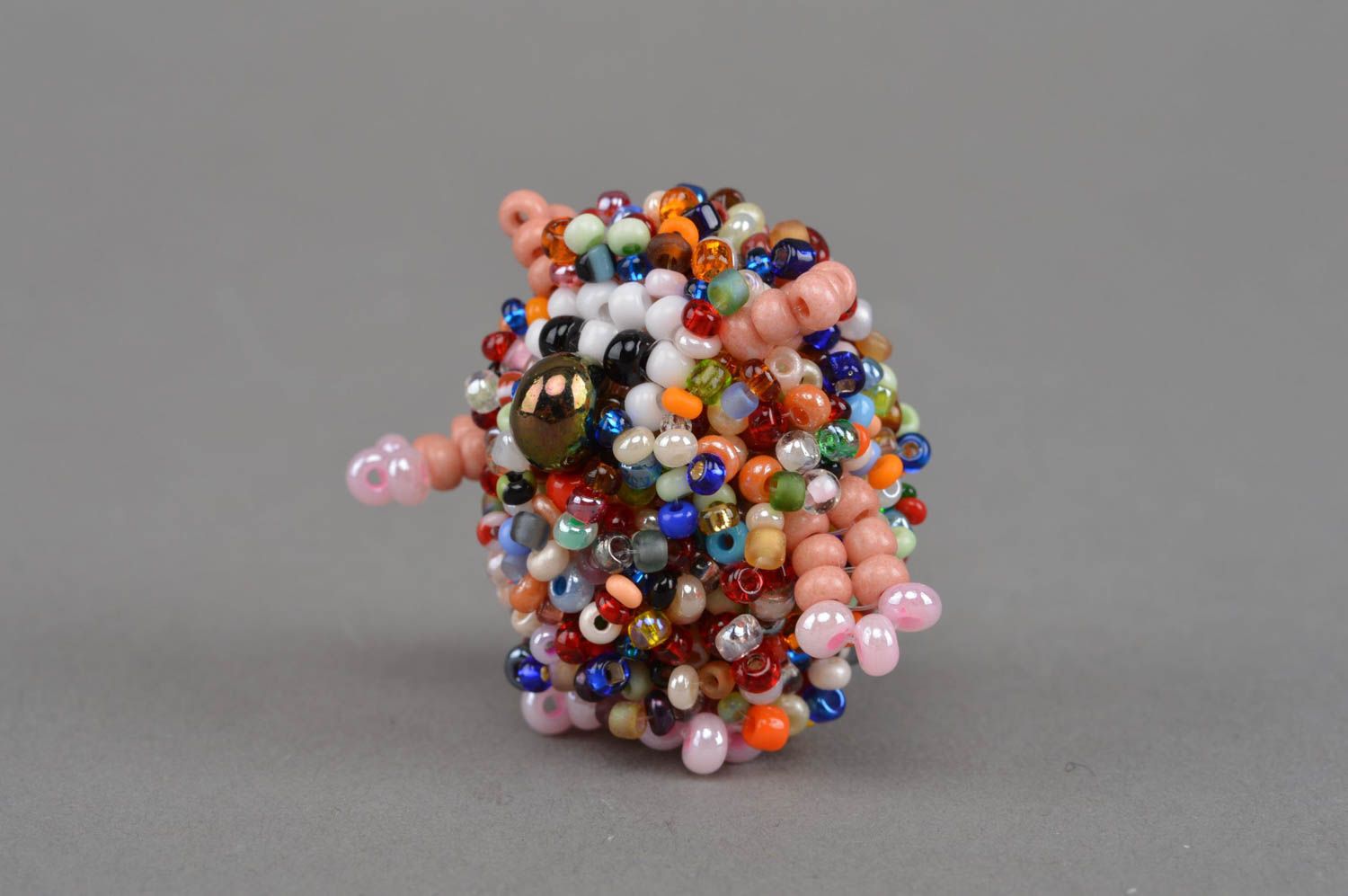 Beautiful colorful handmade designer statuette woven of beads home decor element photo 2