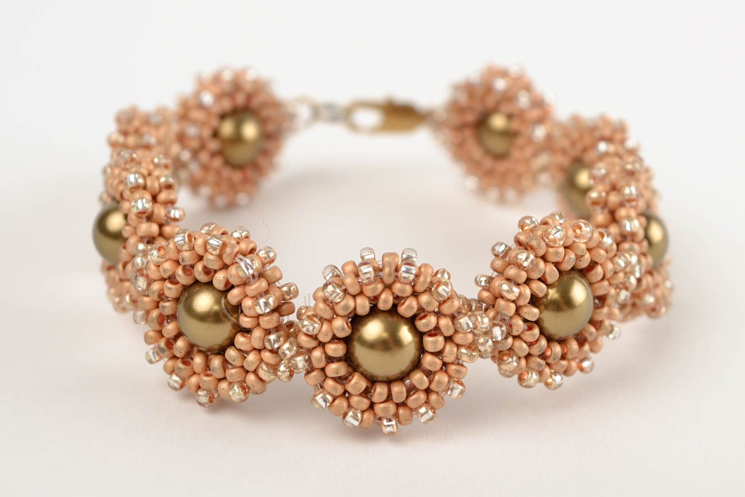 Unique seed beaded bijouterie bracelet handmade designer present for woman photo 4