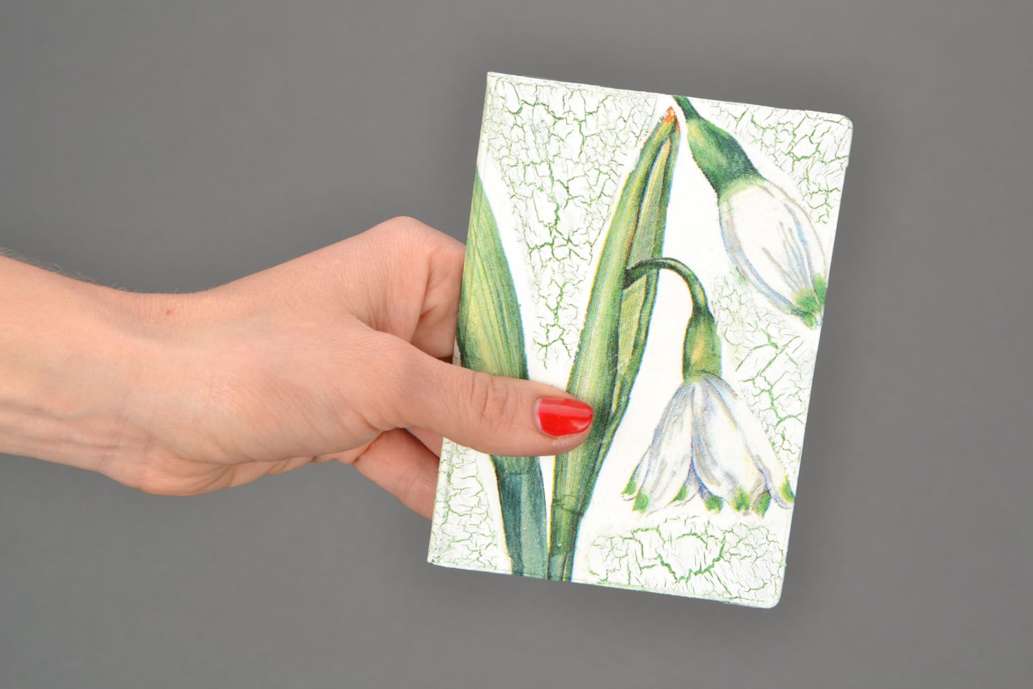 Passport cover with decoupage Snowdrops photo 2