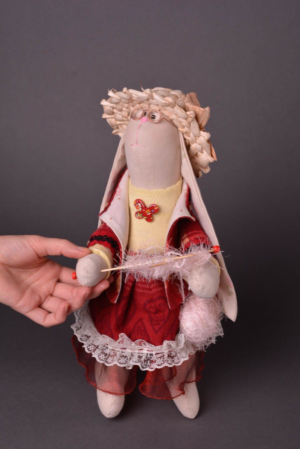 Игрушка заяц ручной работы авторская игрушка из хлопка стильный подарок фото 2