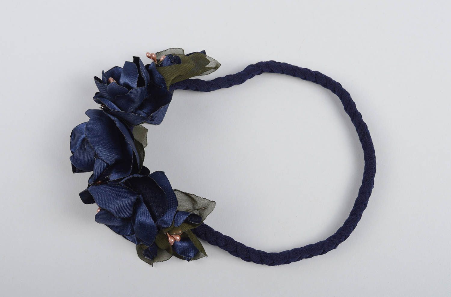 Banda para el cabello artesanal azul cinta de pelo moderna regalo para niña foto 5
