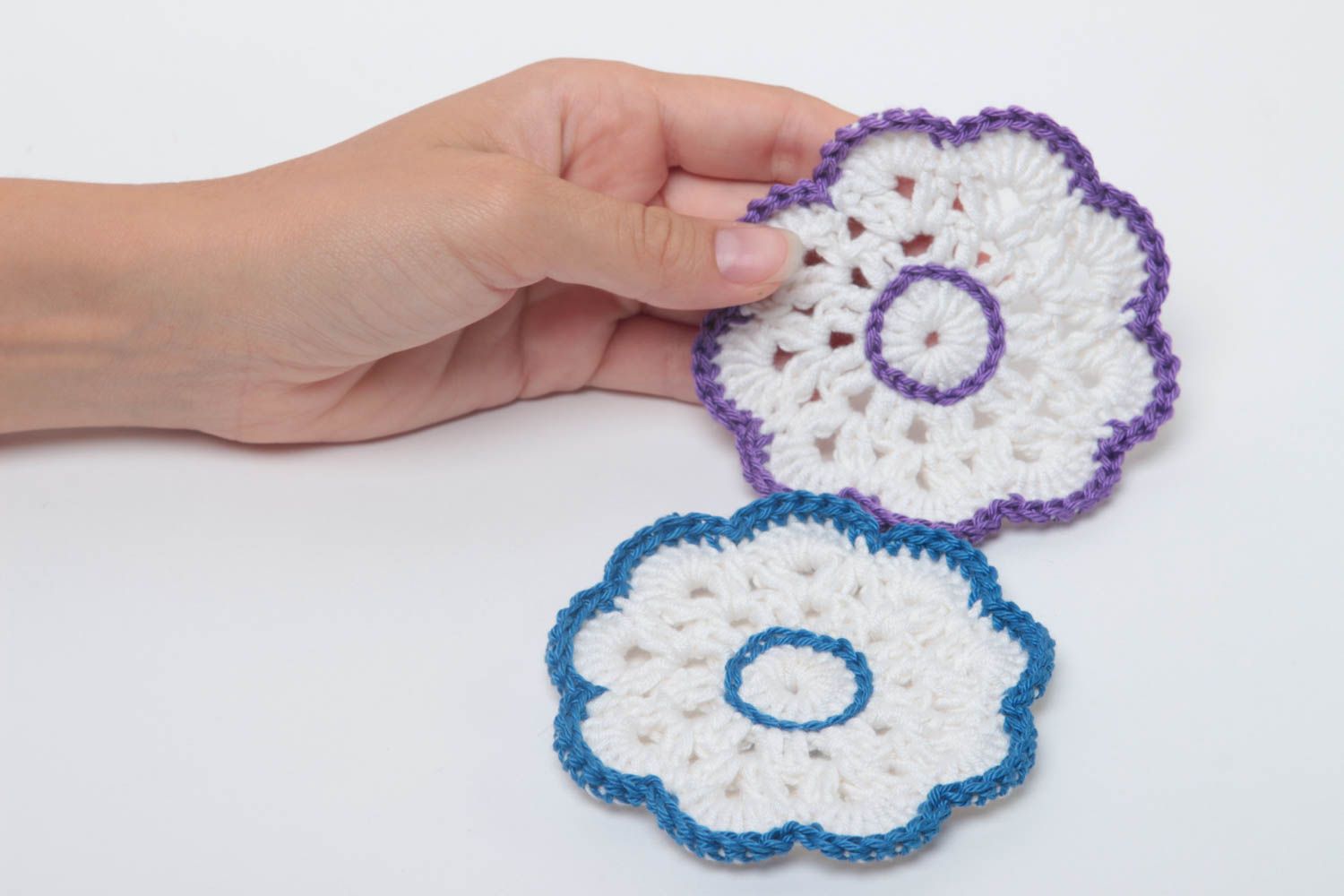 Set of 2 handmade crochet coasters hot pads home textiles kitchen design photo 5