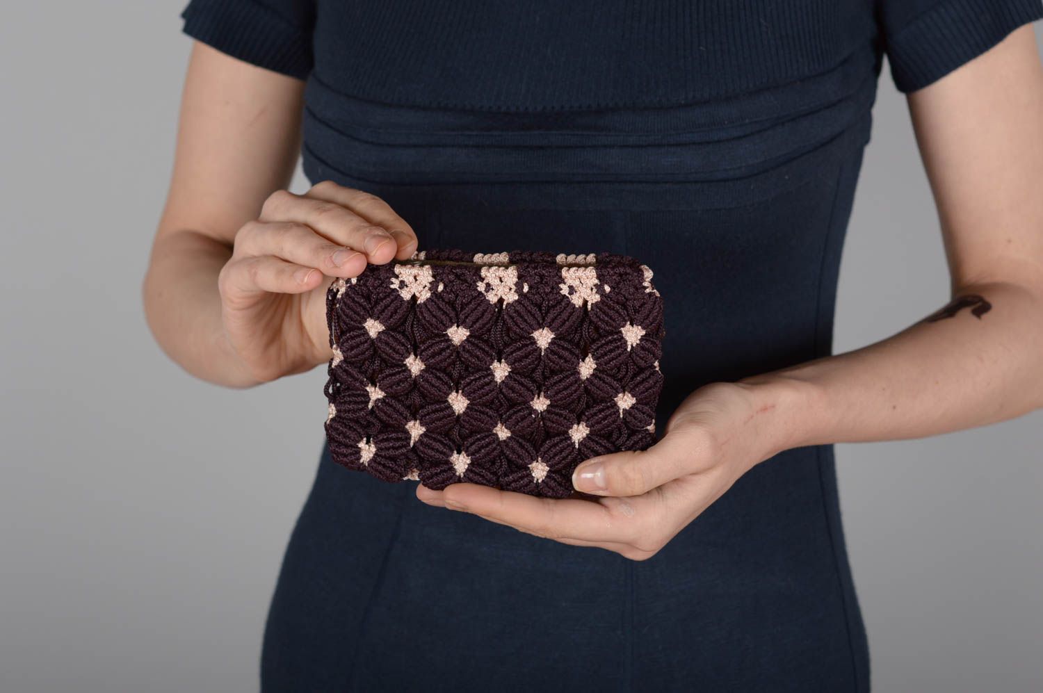 Handmade beauty case macrame bag fashion accessories presents for women  photo 5