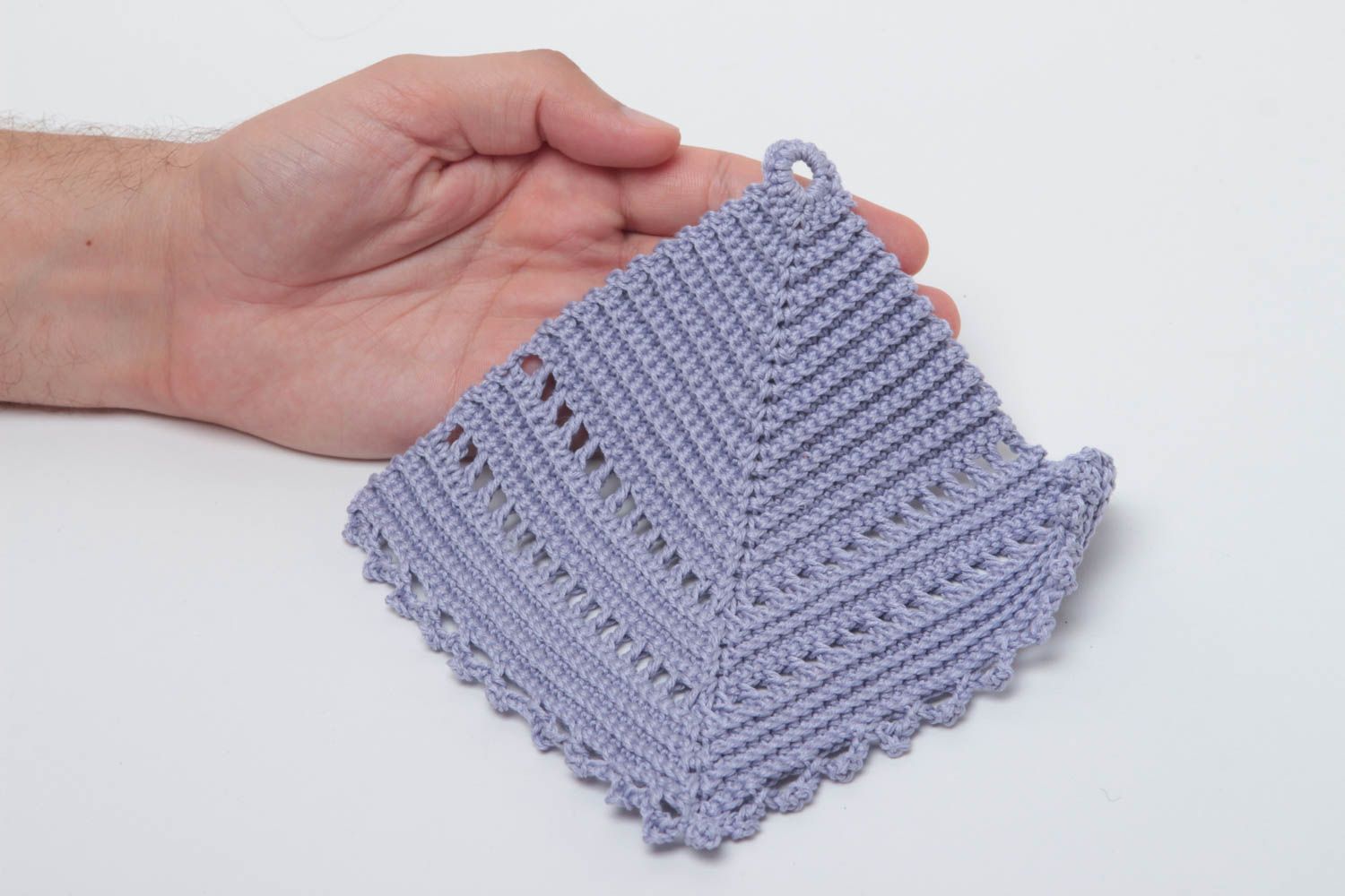 Manique au crochet Accessoire cuisine fait main mauve carrée Idée cadeau photo 5