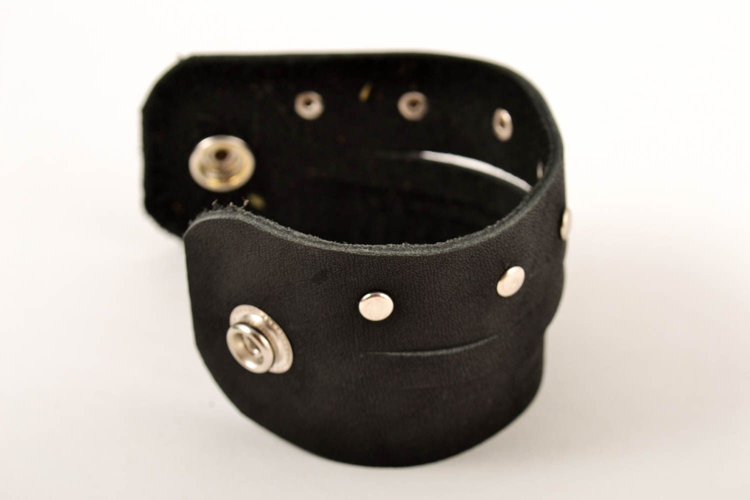 Breites Leder Armband handmade schwarz Schmuck für Frauen stilvoll Armband Frau foto 3