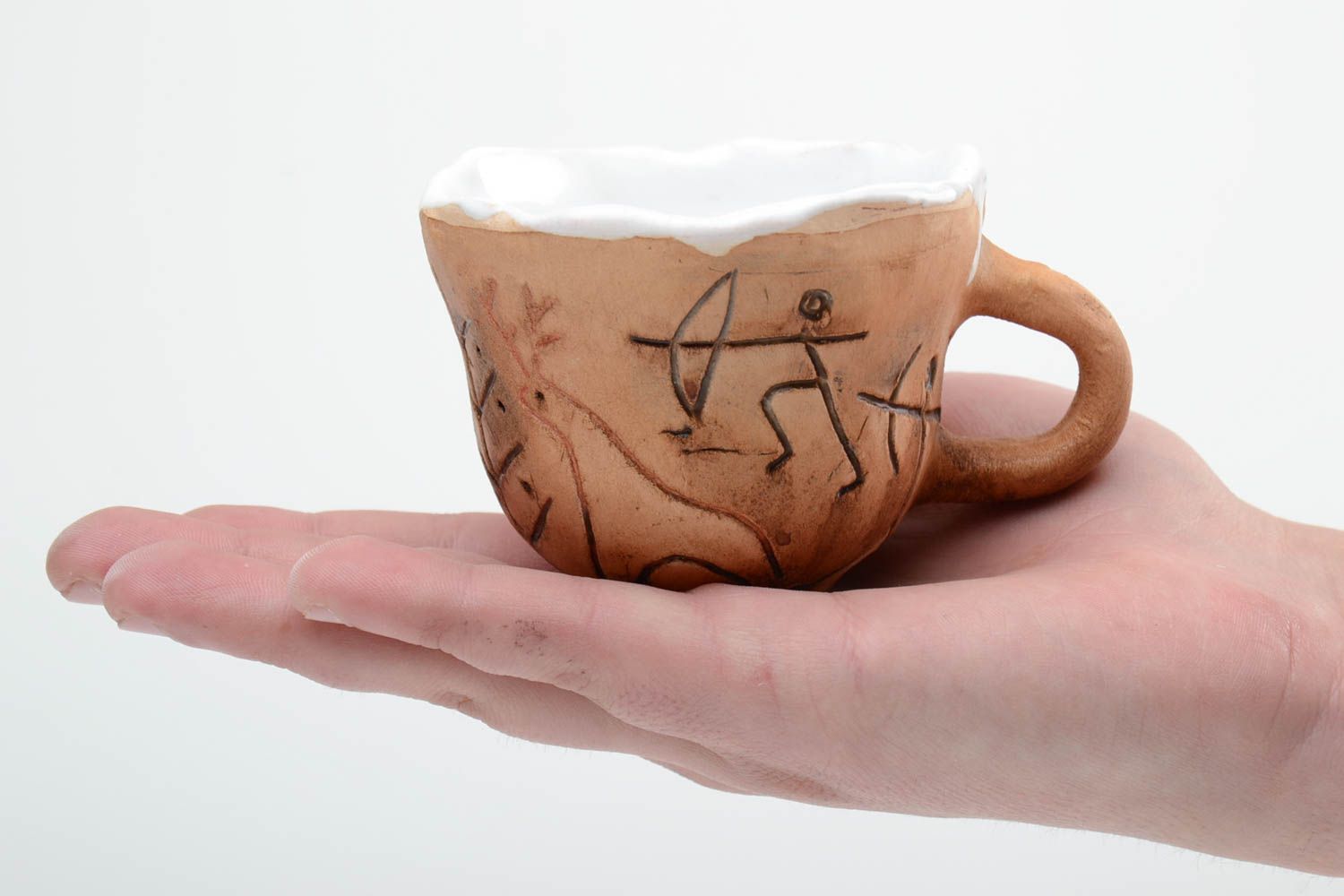 10 oz clay glazed coffee cup with white glaze inside 0,43 lb photo 5