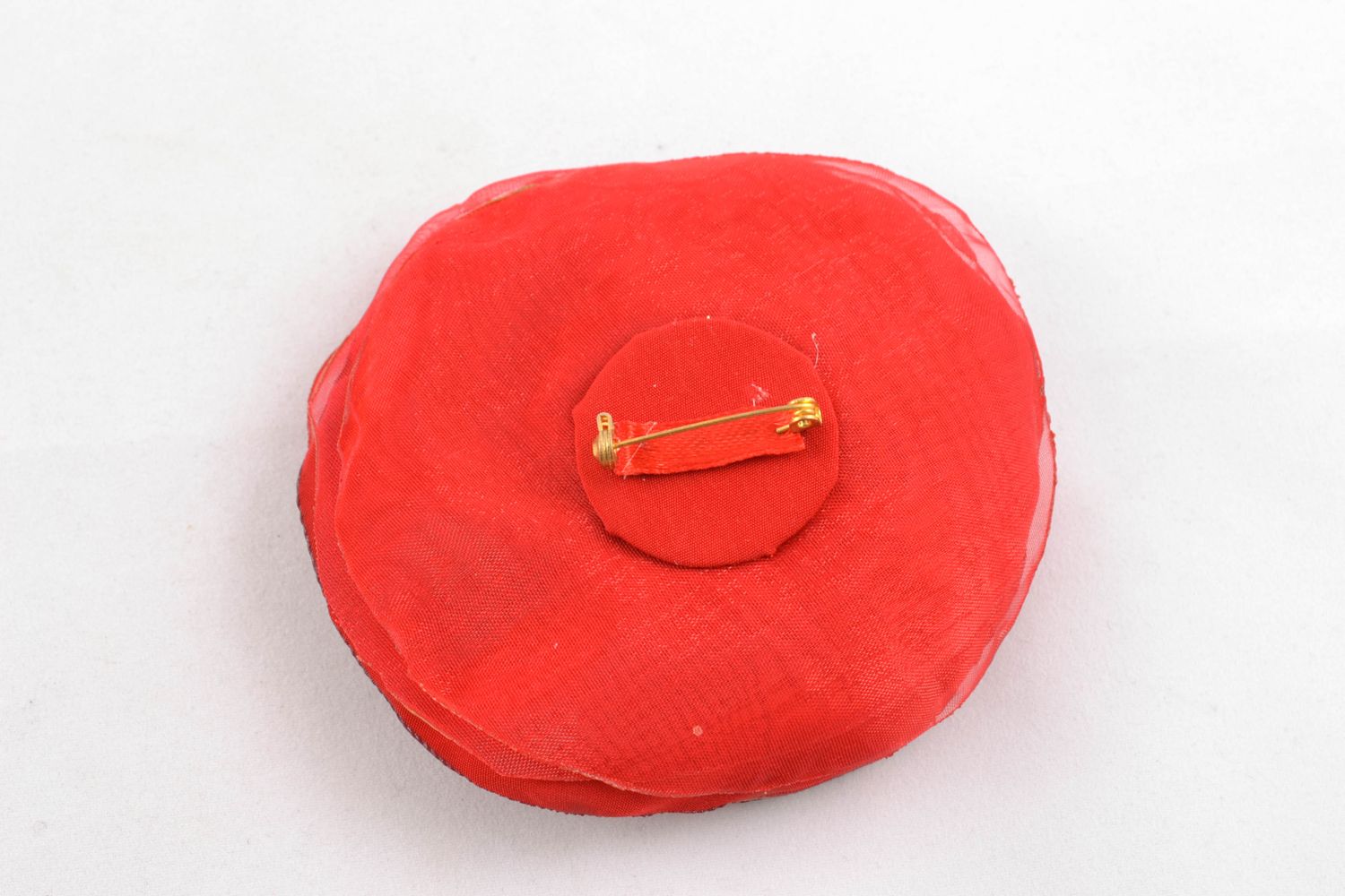 Handmade textile brooch Red Poppy photo 5