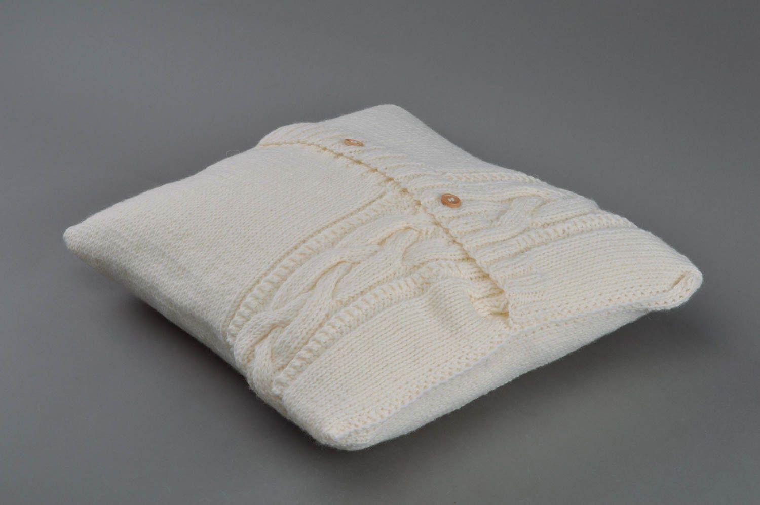 Coussin de canapé en laine et acrylique fait main blanc accessoire du mobilier photo 1