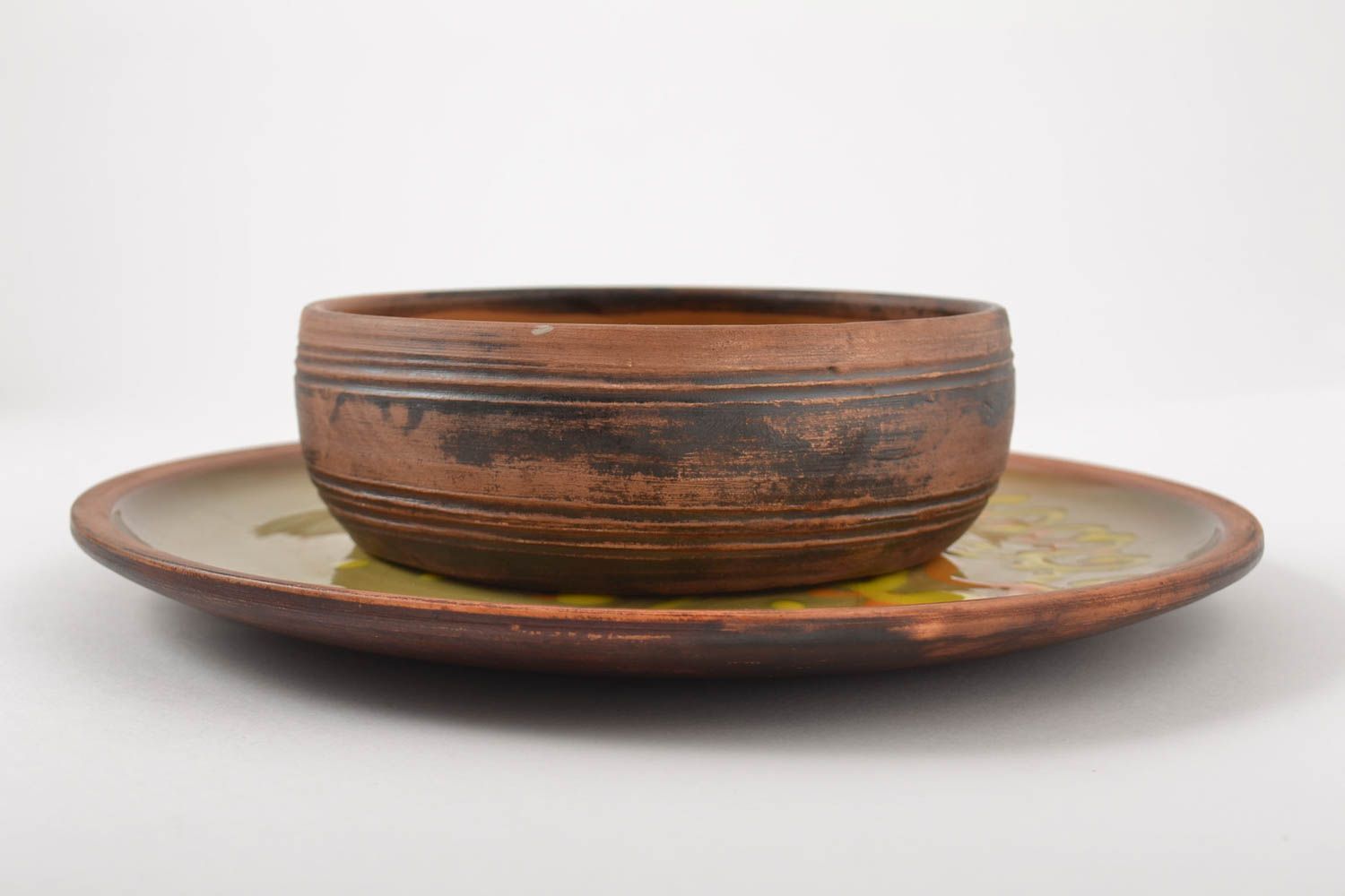 Geschirr Set handgemachte Keramik Ton Teller und kleine Schale 300 ml  foto 3