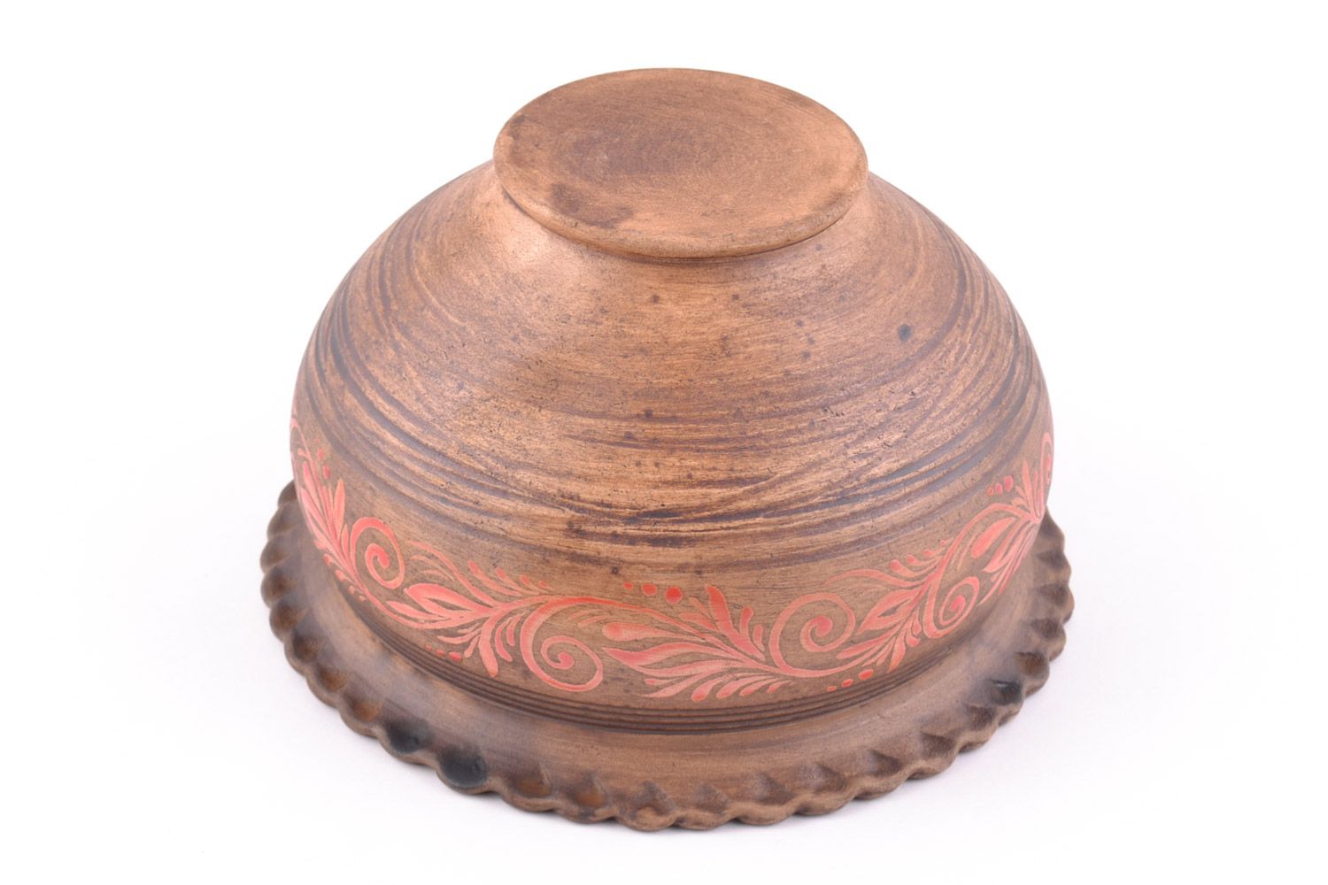 Pot en céramique sans couvercle peint brun fait main original pratique 2 l photo 5