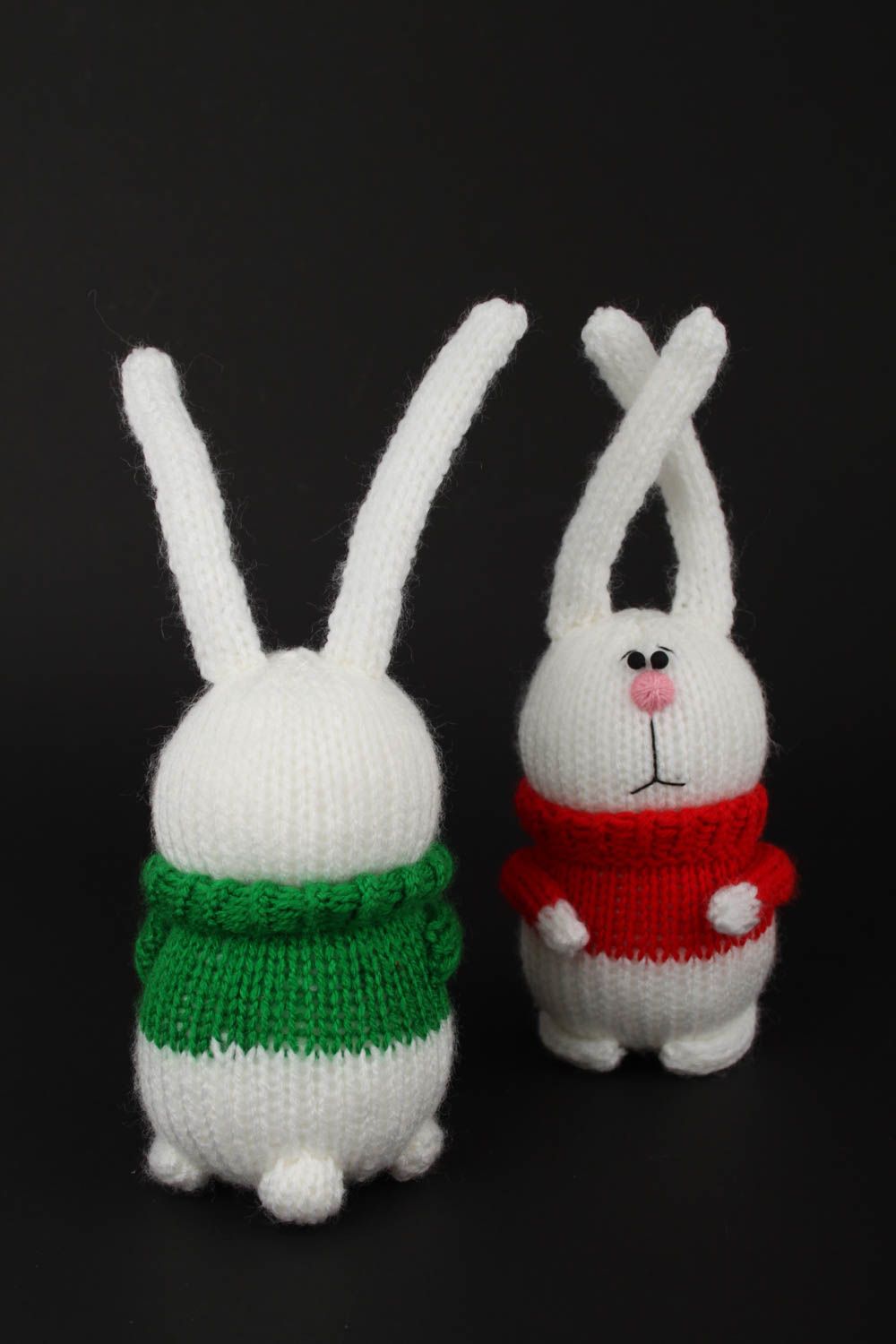 Мягкие игрушки ручной работы игрушки зайцы в красном и зеленом детские игрушки фото 4