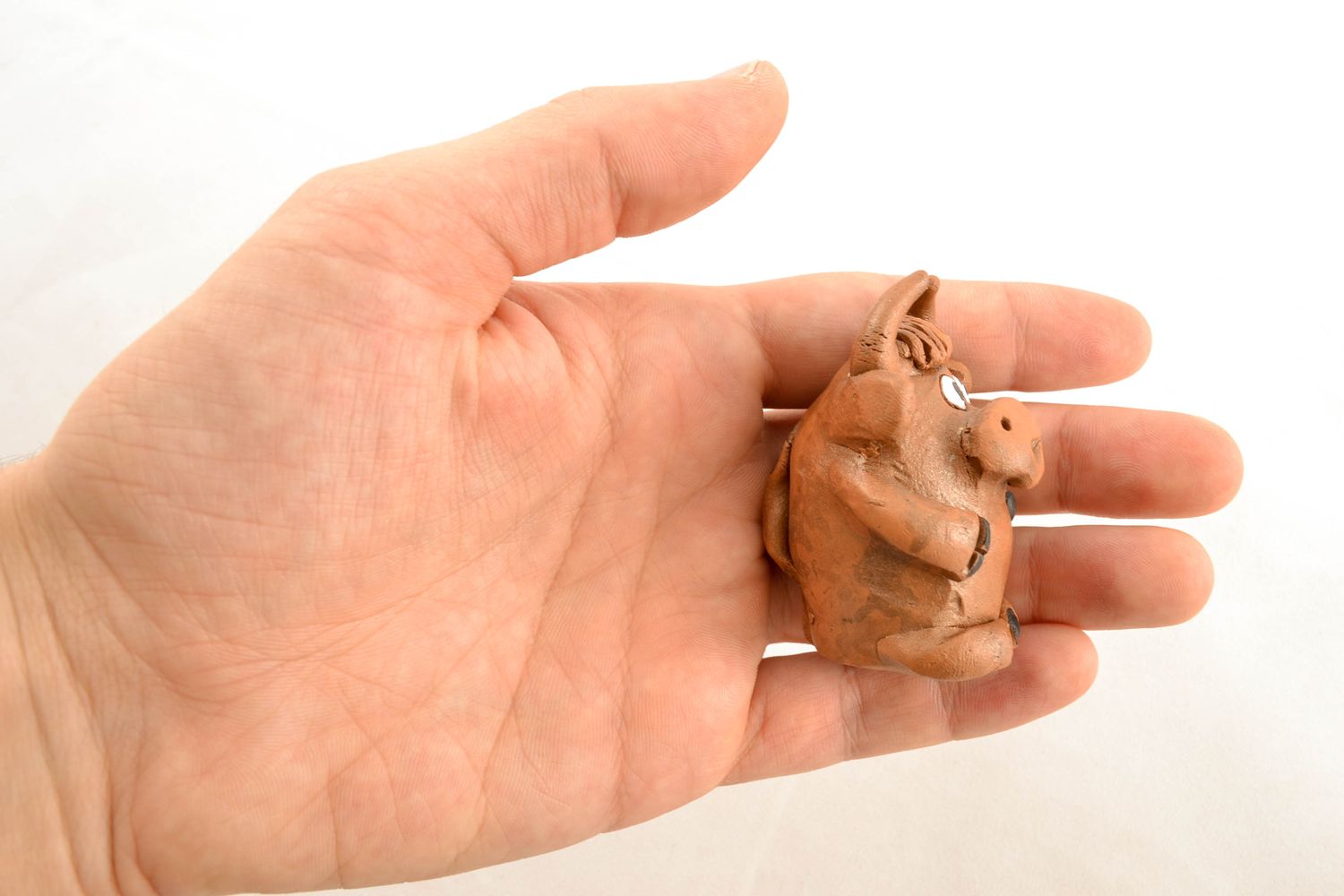 Miniature clay statuette Bull photo 1