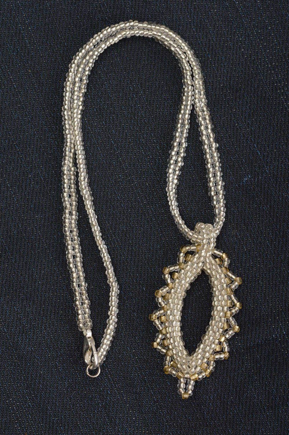 Designer accessories handmade pendant stylish bijouterie woven necklace photo 4