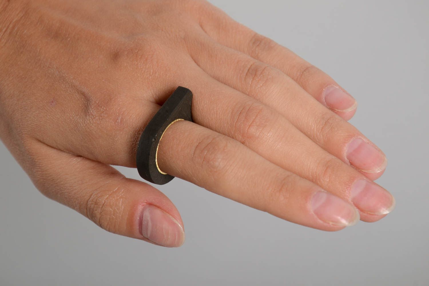 Кольцо ручной работы кольцо из латуни и бетона эксклюзивное кольцо необычное фото 2
