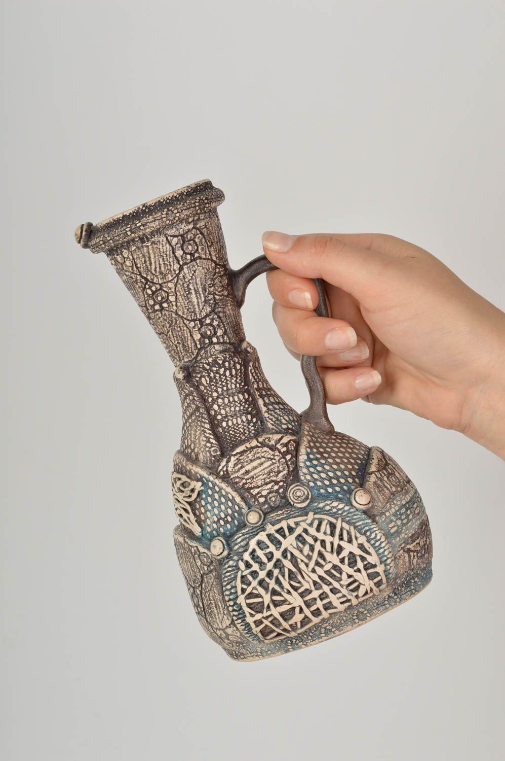 Керамическая ваза ручной работы красивая ваза экстравагантный декор для дома фото 5