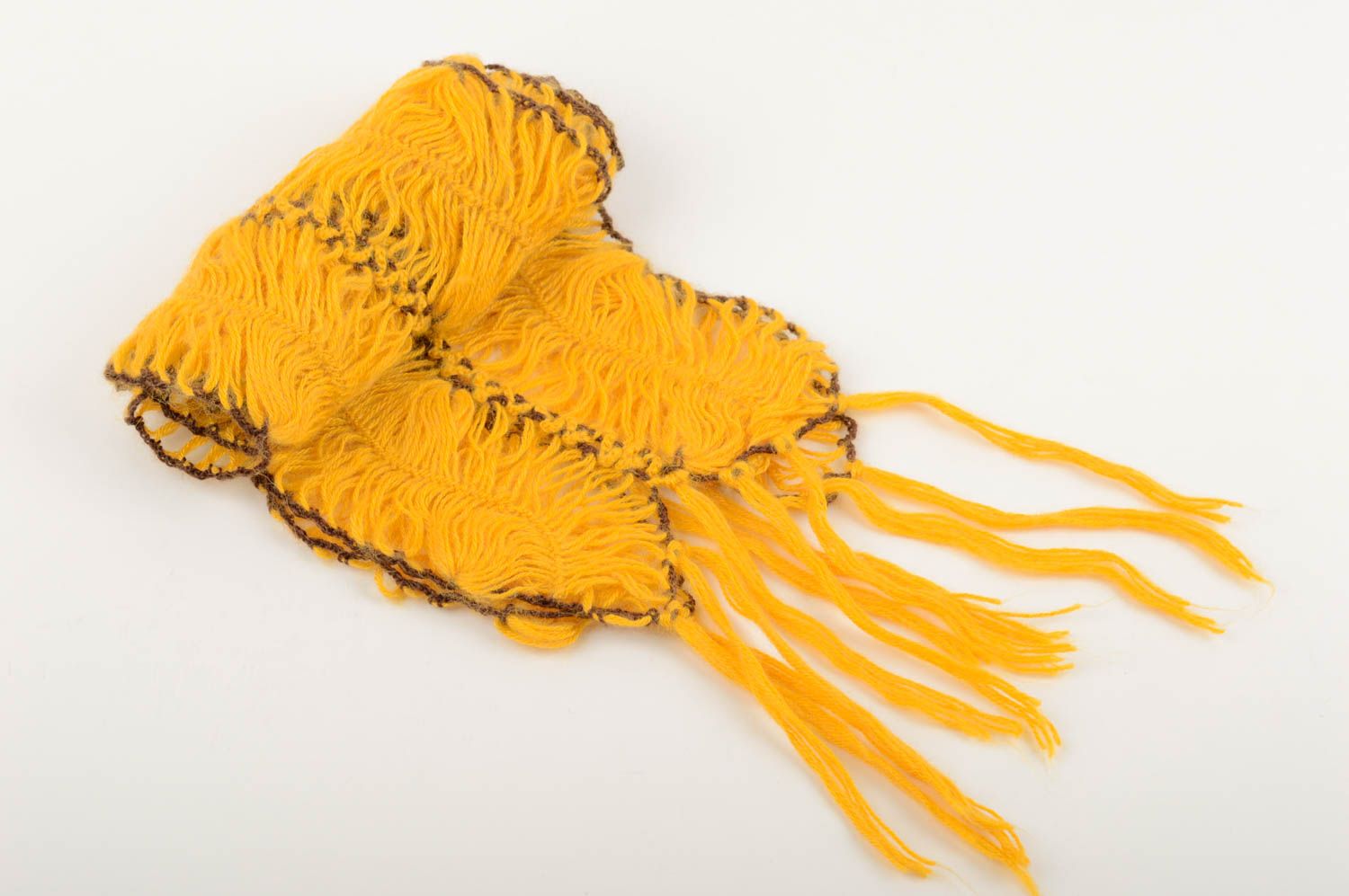 Желтый шарф ручной работы необычный подарок шарф на шею оригинальный авторский фото 2