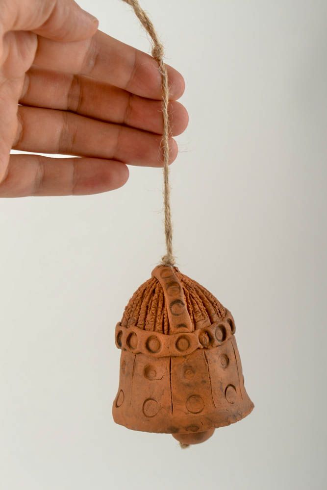 Hanging bell ceramic bell handmade home decor wall hanging housewarming gifts photo 2