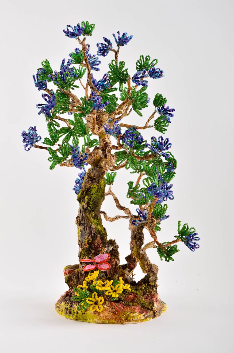 Planta decorativa artificial árbol artesanal de abalorios adorno de mesa  foto 2