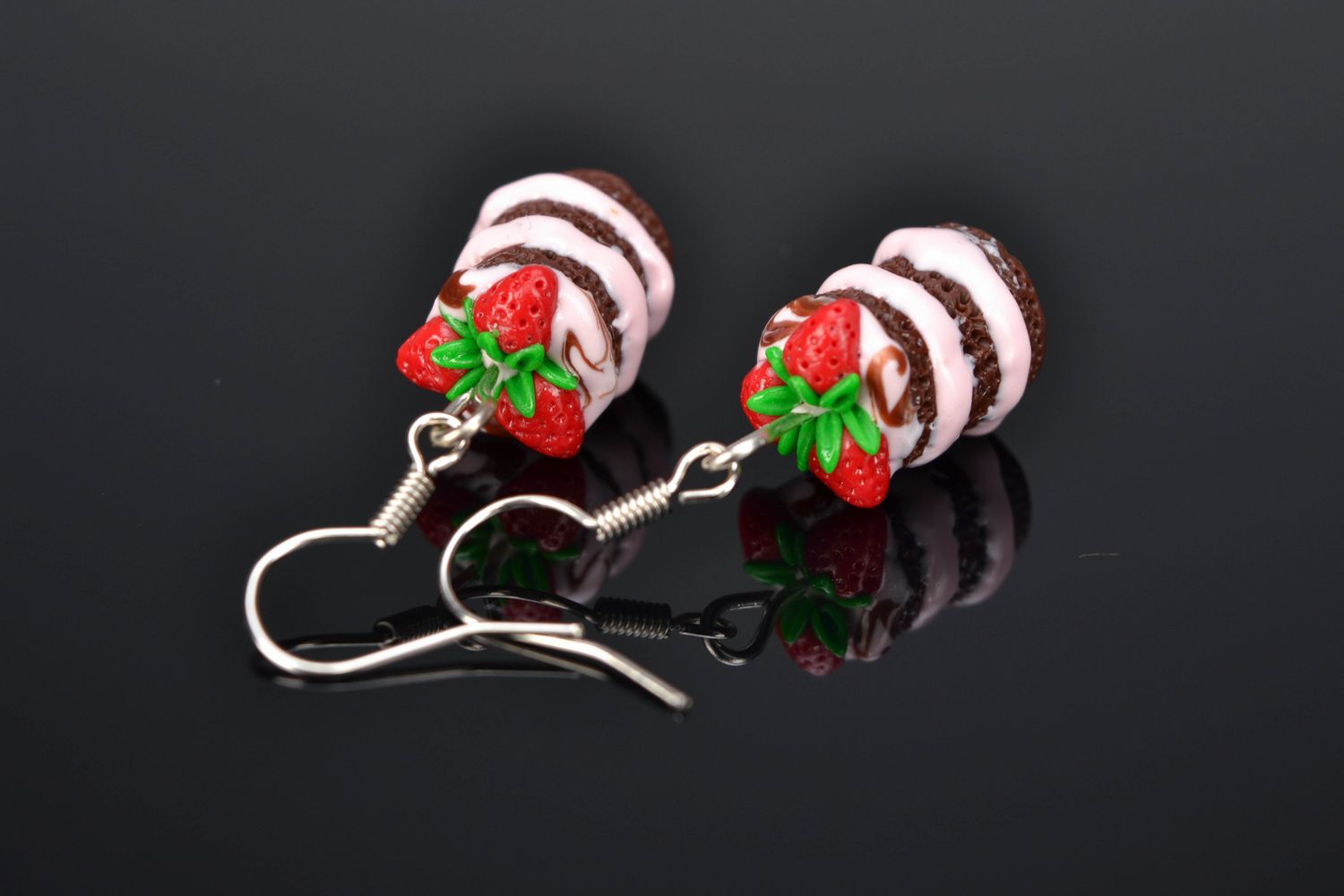 Polymer clay earrings in the shape of cakes photo 1