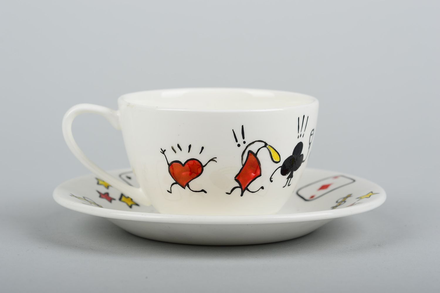 Tasse et soucoupe fait main Service à café avec peinture Vaisselle design photo 3