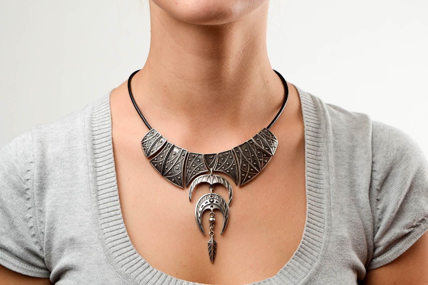 Handmade metal necklace designer stylish accessory fashion women gift idea  photo 5