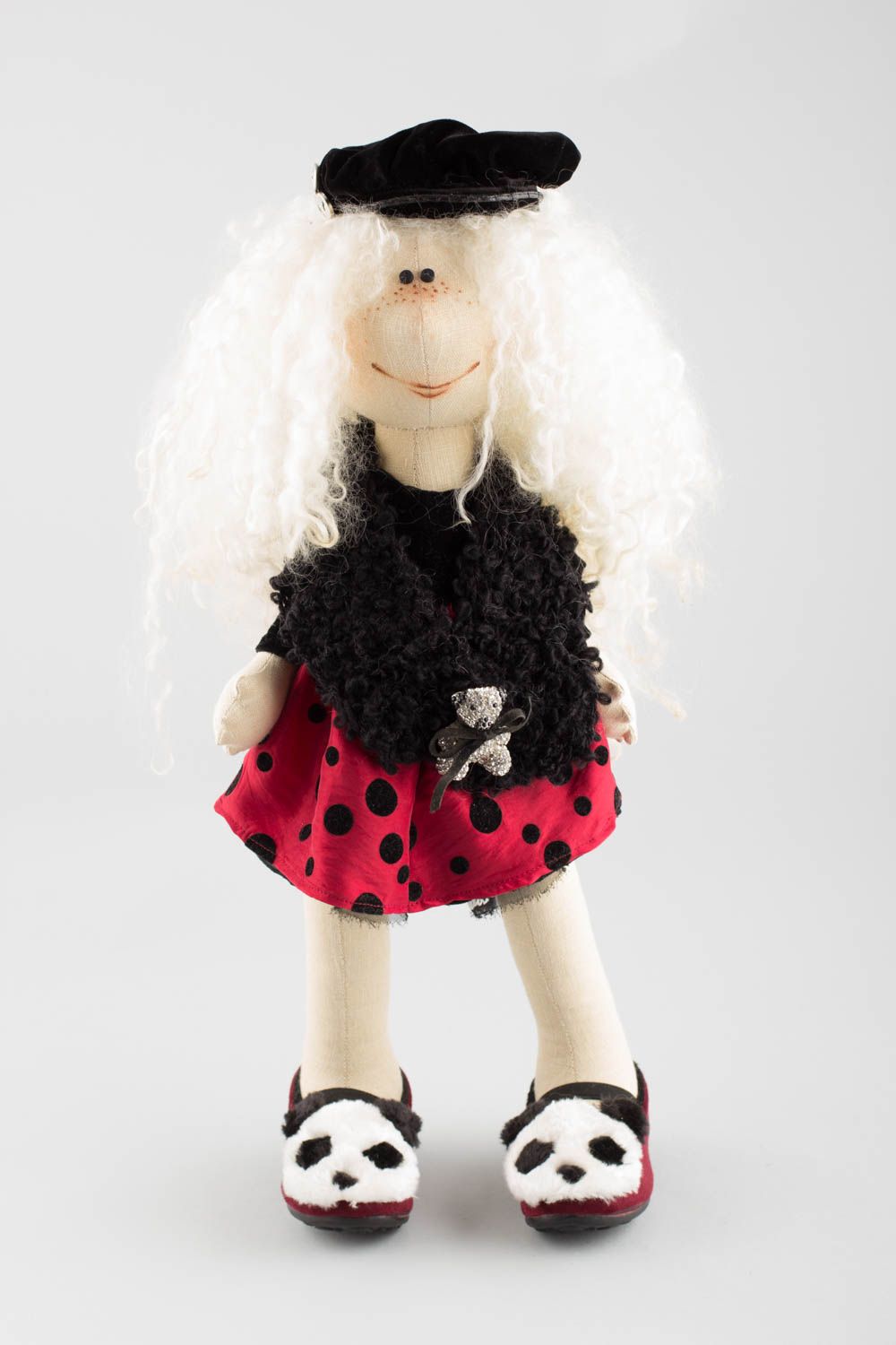 Schöne künstlerische Puppe für Mädchen handmade drollig aus Leinen originell foto 2