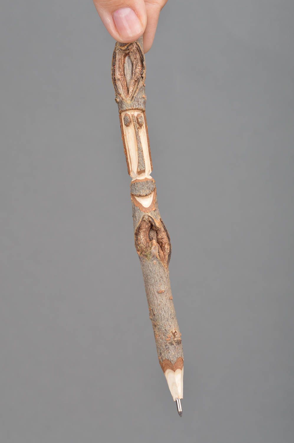 Bolígrafo de madera de estilo ecológico tallado a mano regalo original artesanal foto 4