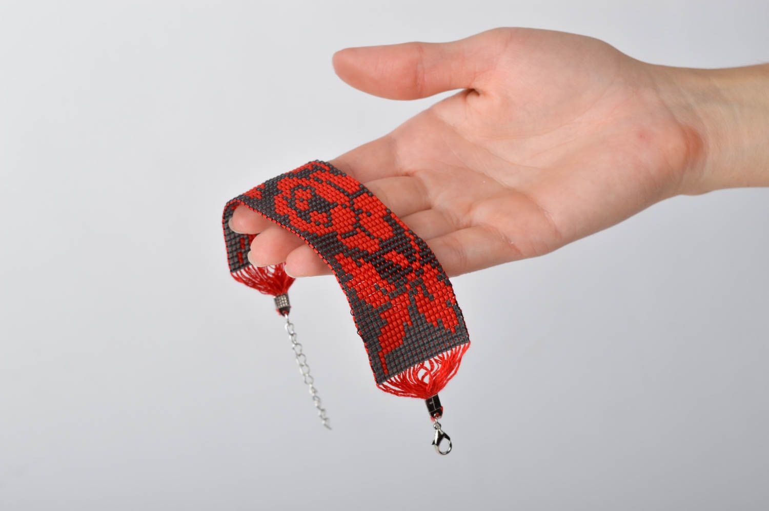 Модная бижутерия ручной работы красный браслет из бисера модный браслет фото 2
