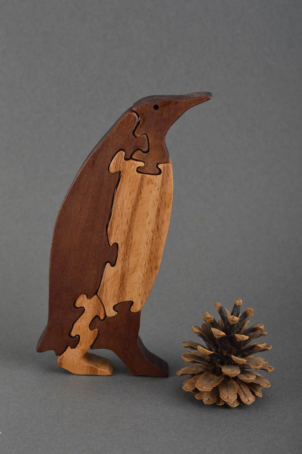 Rompecabezas de madera artesanal juguete infantil pasatiempo original pingüino foto 1