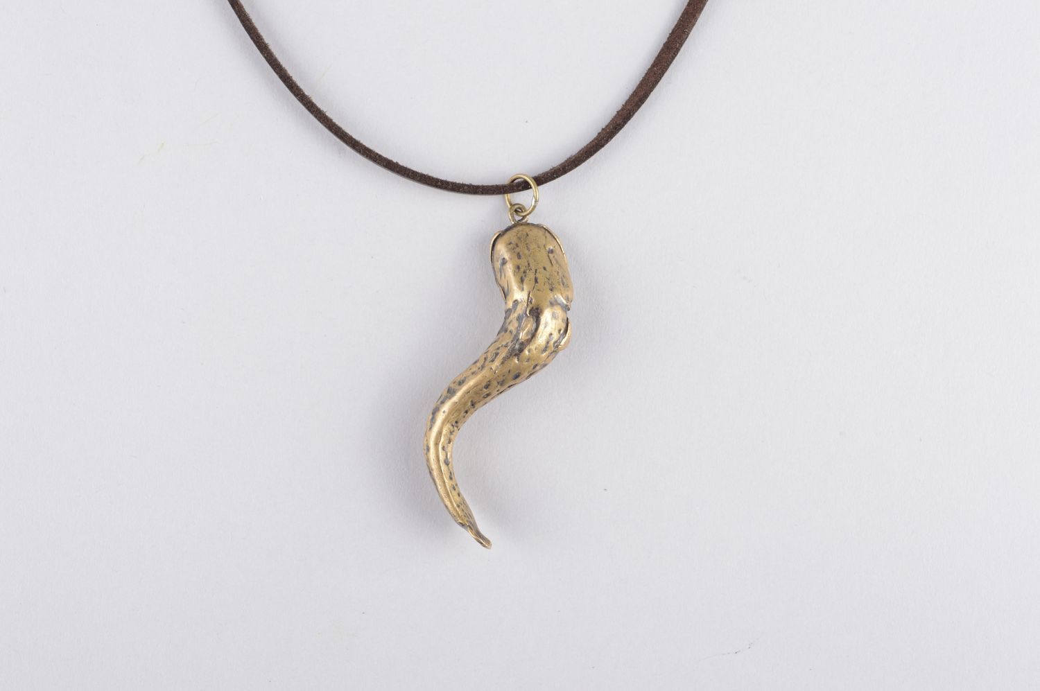 Handmade accessories bronze necklace metal pendant bronze catfish pendant  photo 5
