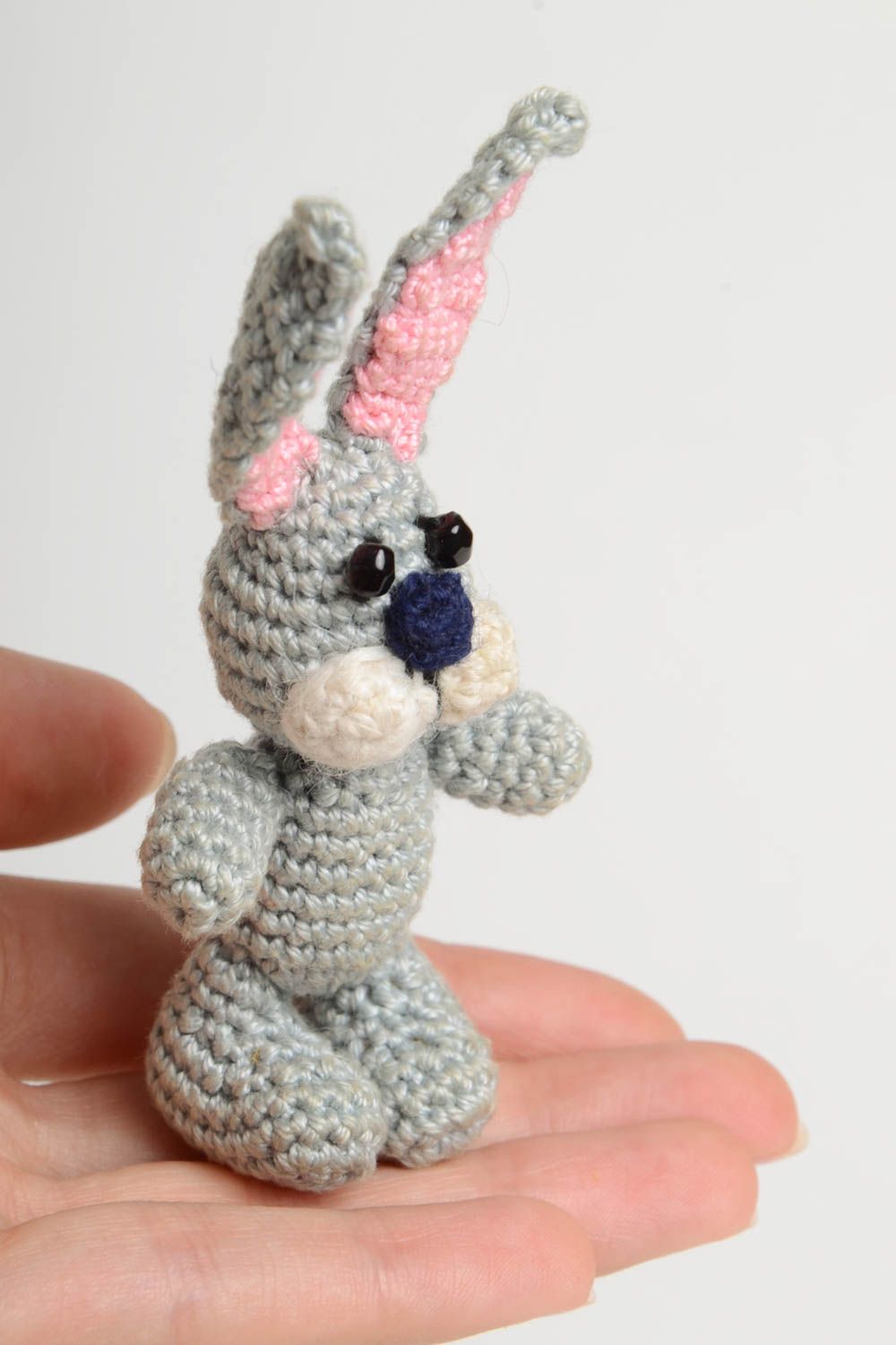 Handmade unique soft toy accessory crocheted interior decoration designer hare photo 5