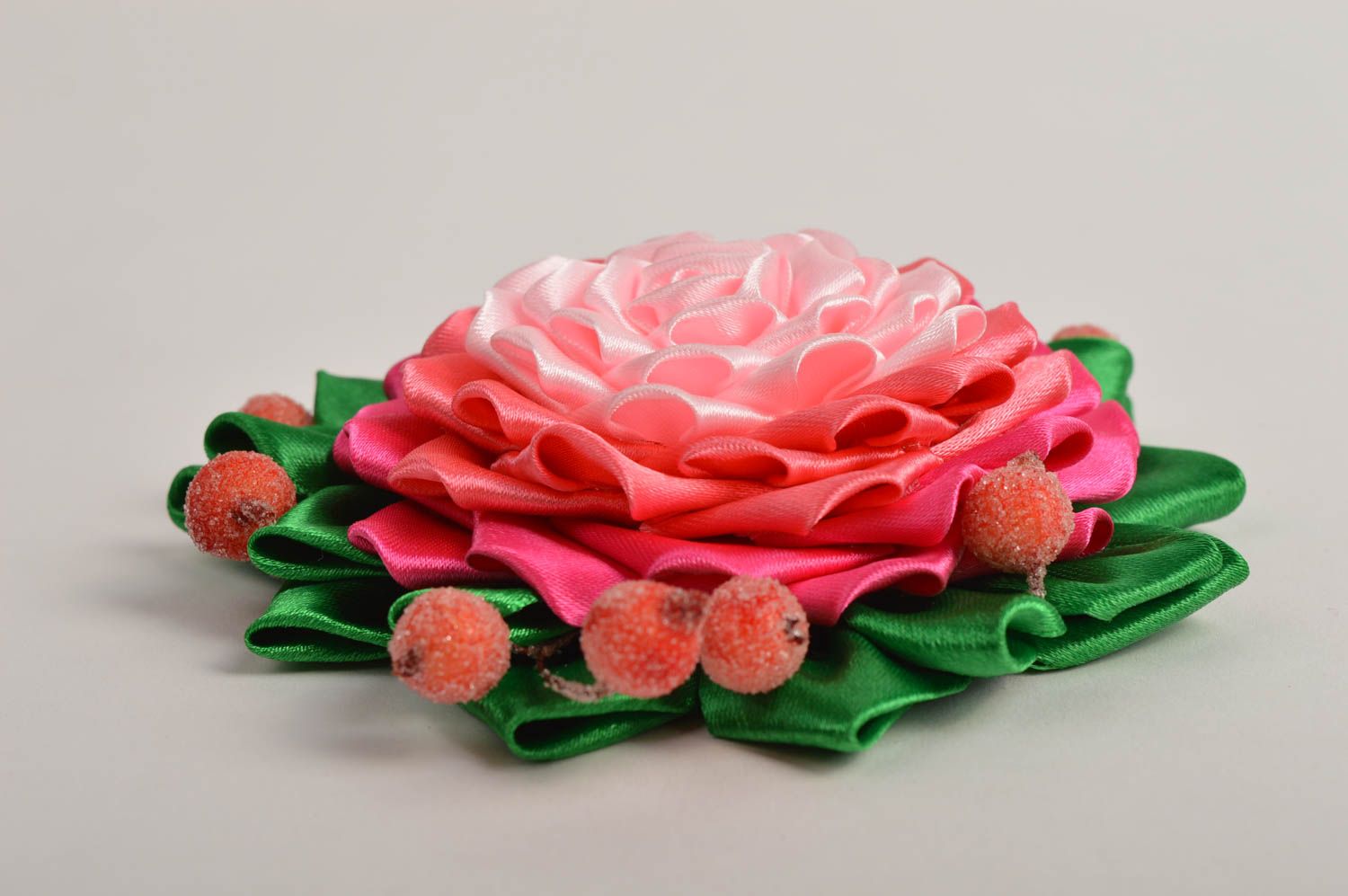 Beautiful handmade kanzashi flower jewelry making supplies DIY brooch gift ideas photo 5